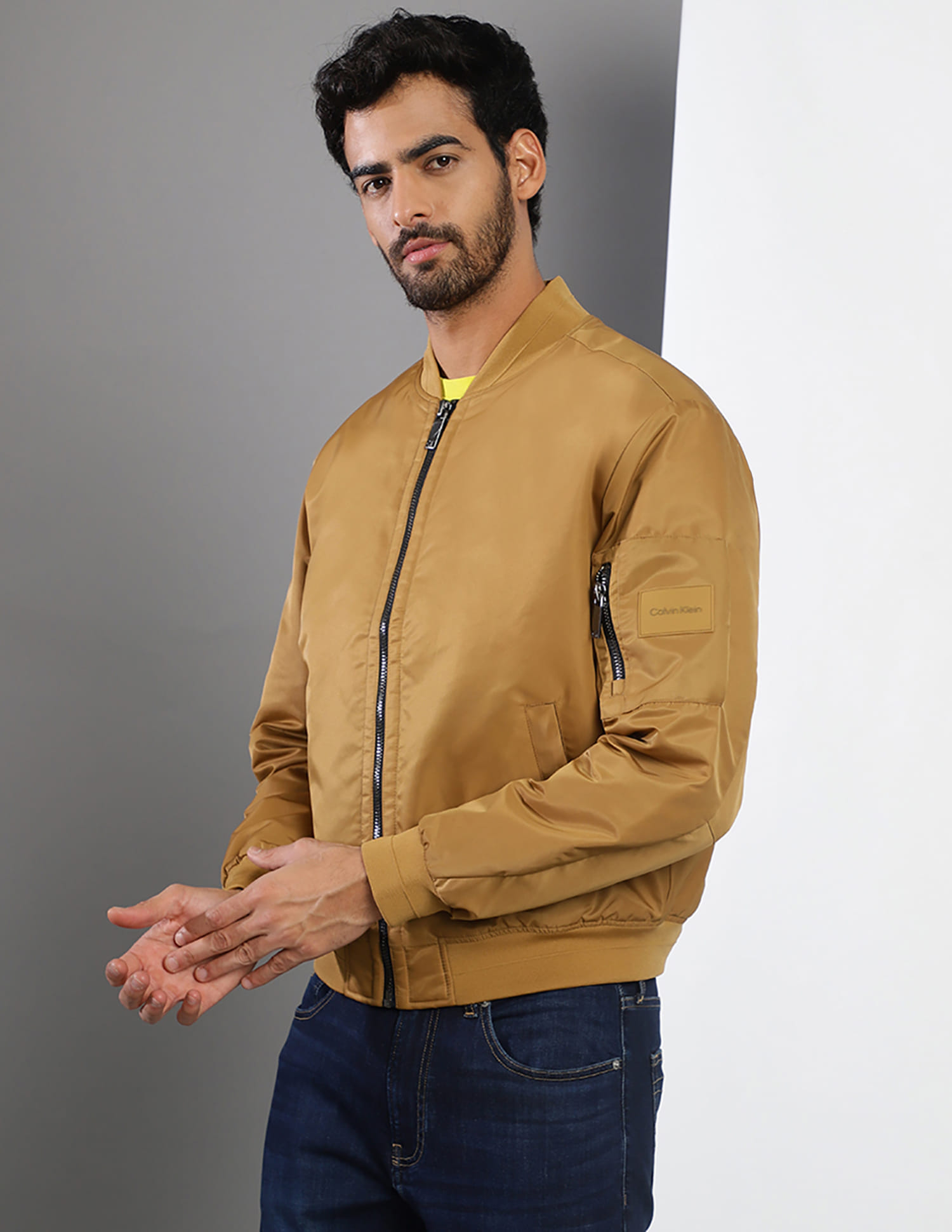 Buy Calvin Klein Men Brown Light Weight Hero Bomber Jacket