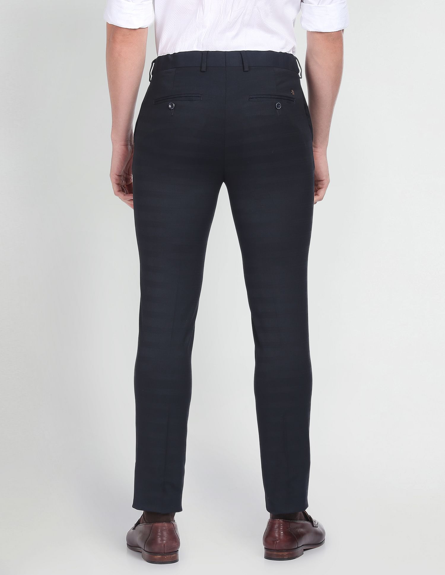 Arrow Newyork Horizontal Stripe Herringbone Trousers