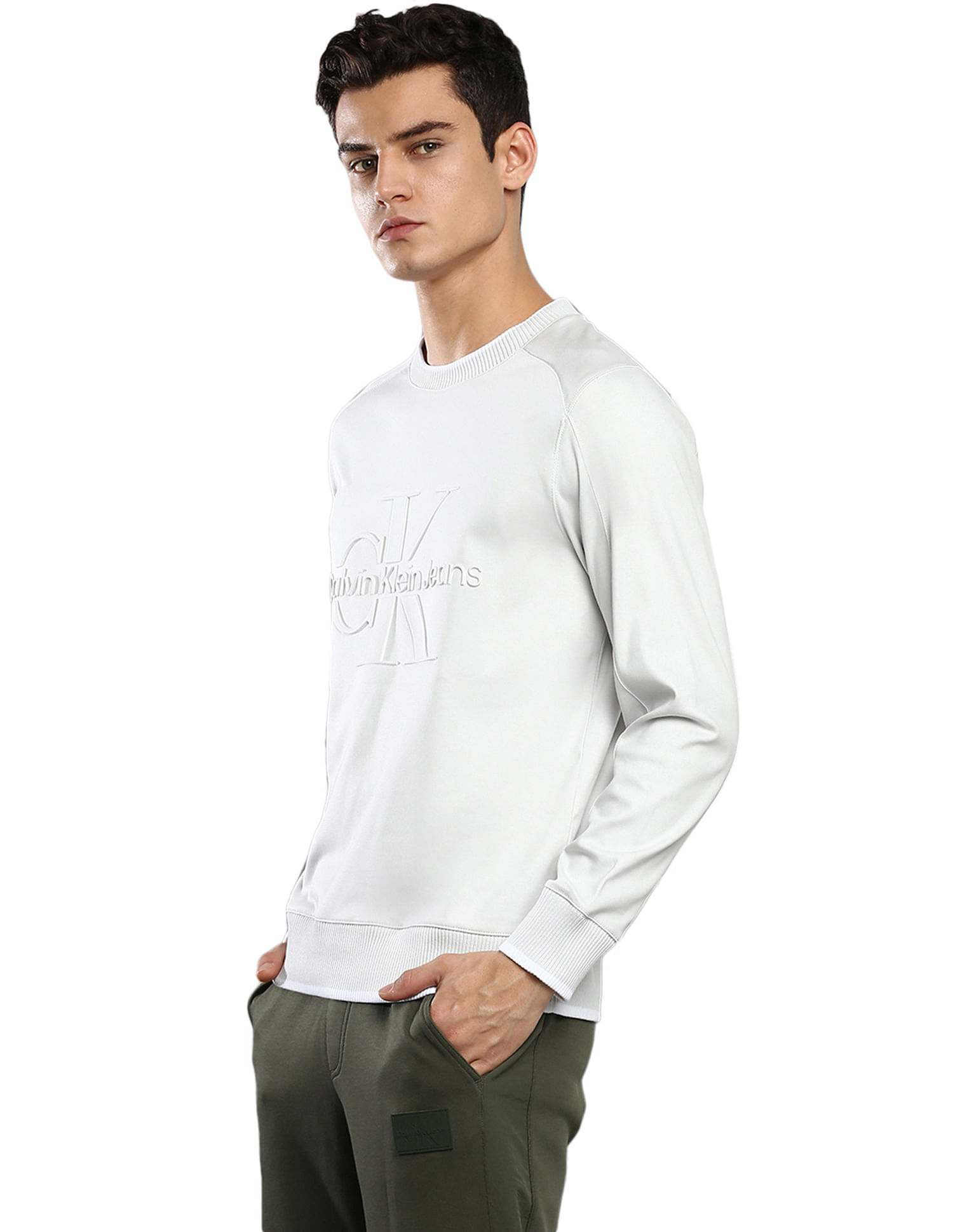 Calvin Klein monogram logo sweatshirt in white