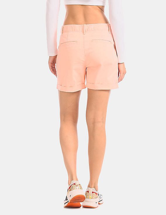 Buy GAP Women Orange 5 Inch Upturned Hem Cotton Stretch Utility Shorts NNNOW