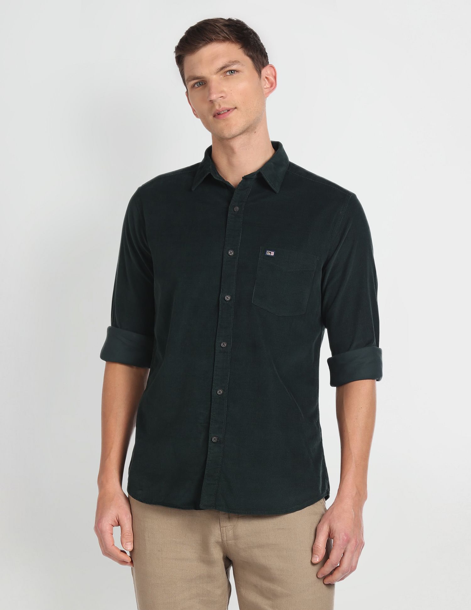 Arrow Sports Solid Corduroy Shirt