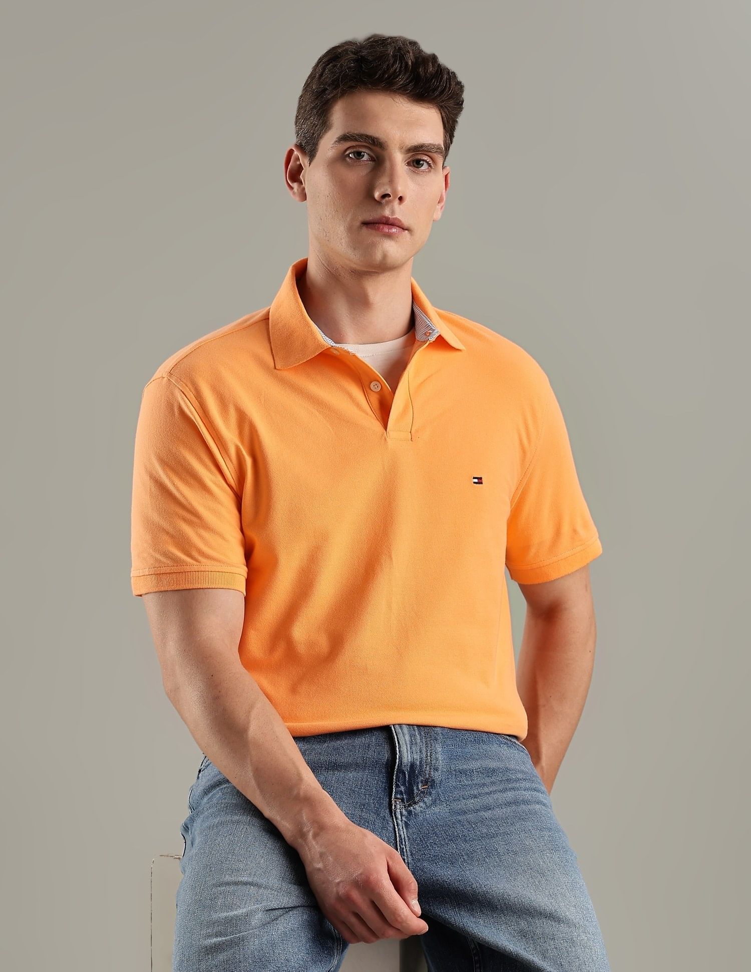 Tommy Hilfiger Solid Regular-Fit Cotton Polo T-Shirt