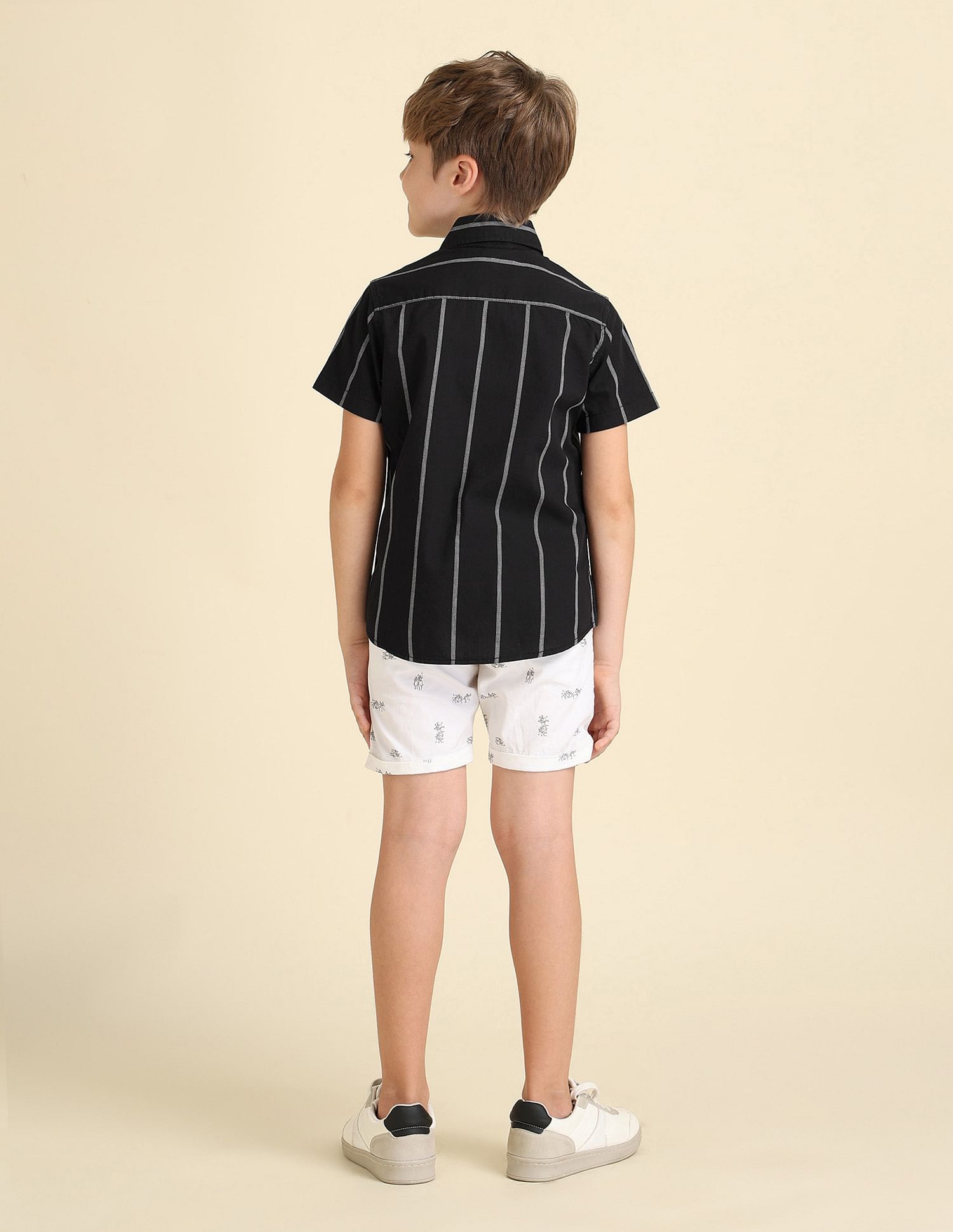 U.S. Polo Assn. Kids Boys Vertical Striped Regular Fit Shirt
