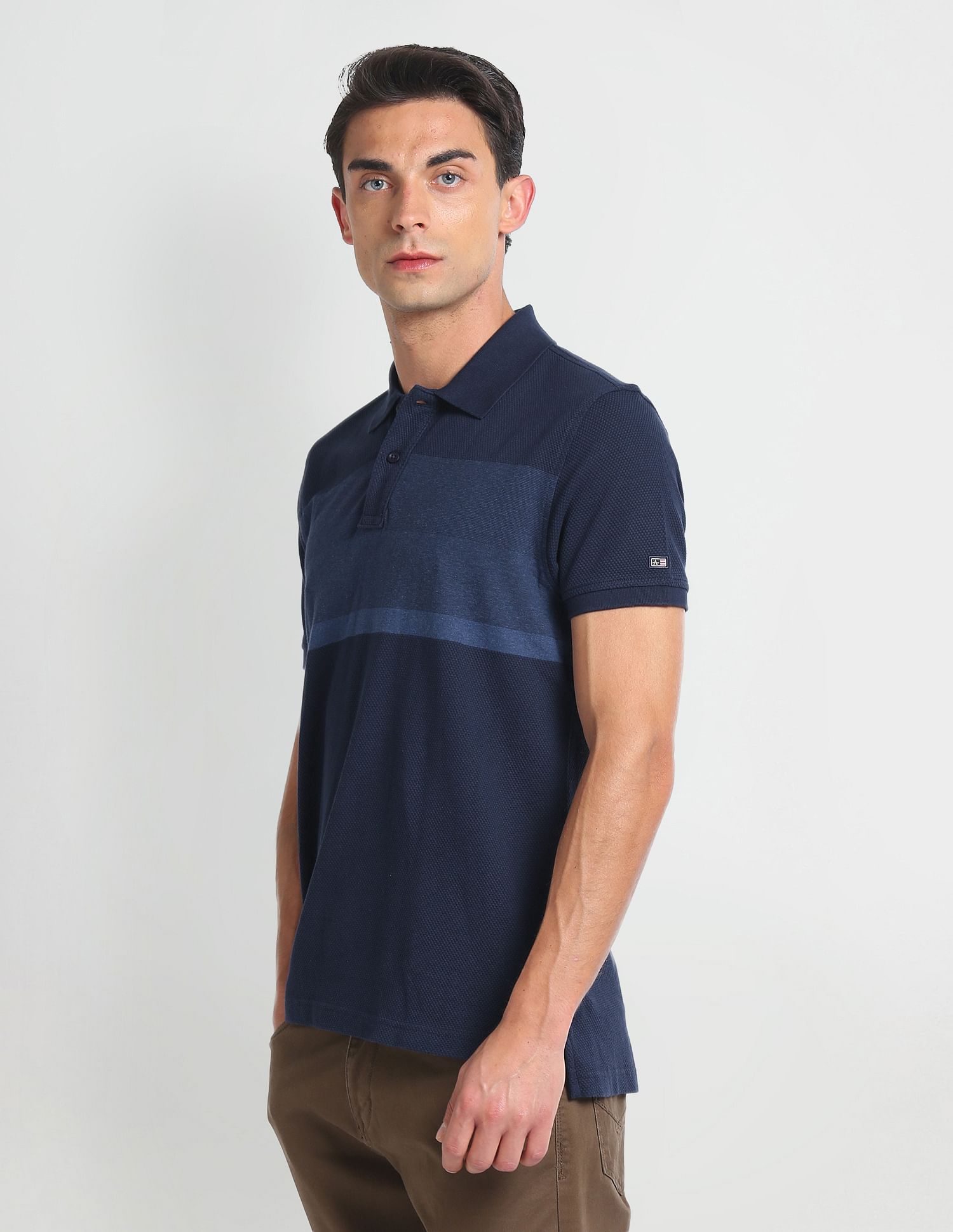Arrow Sports Colour Block Cotton Polo Shirt