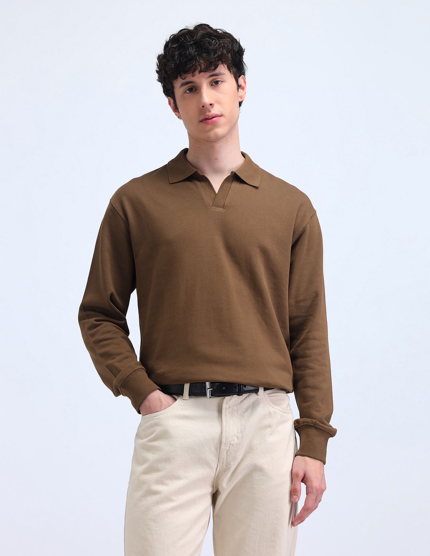 Flying Machine Solid  Relaxed Fit Sweatshirt
