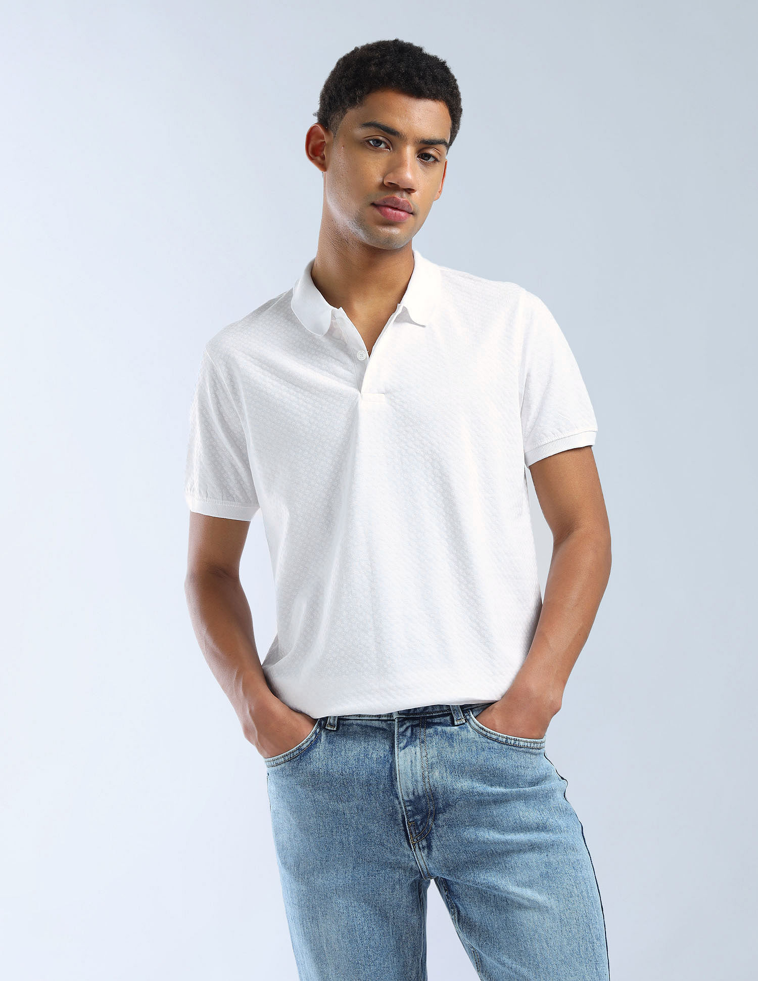 Flying Machine Geometric Printed Regular Fit Polo Shirt