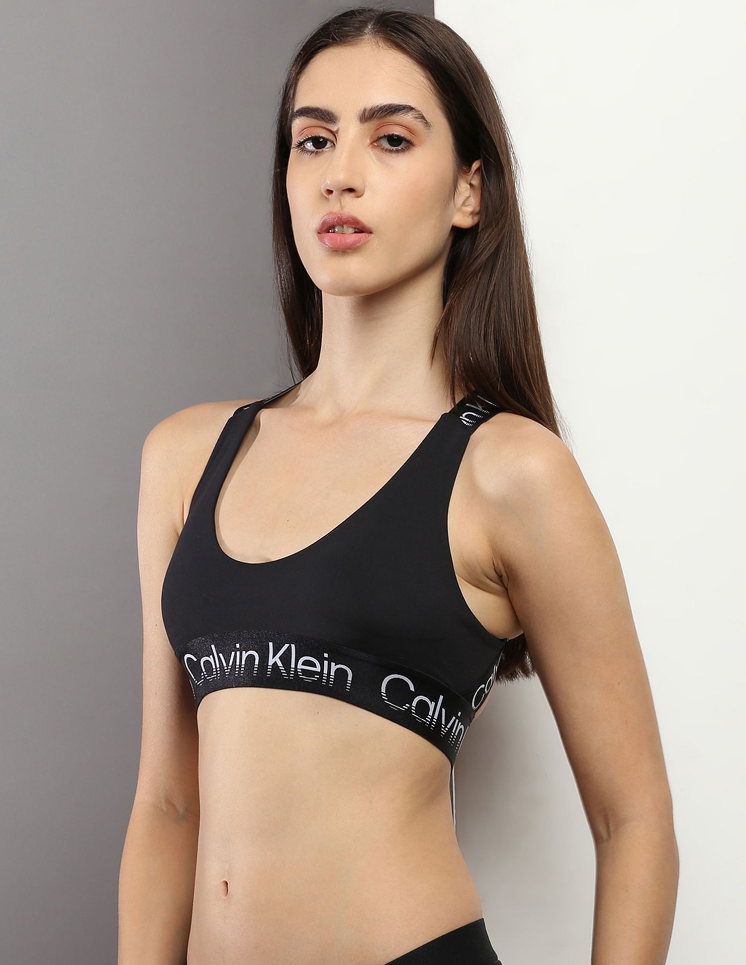 Buy Calvin Klein Underwear Scoop Neck Brand Print Sports Bra