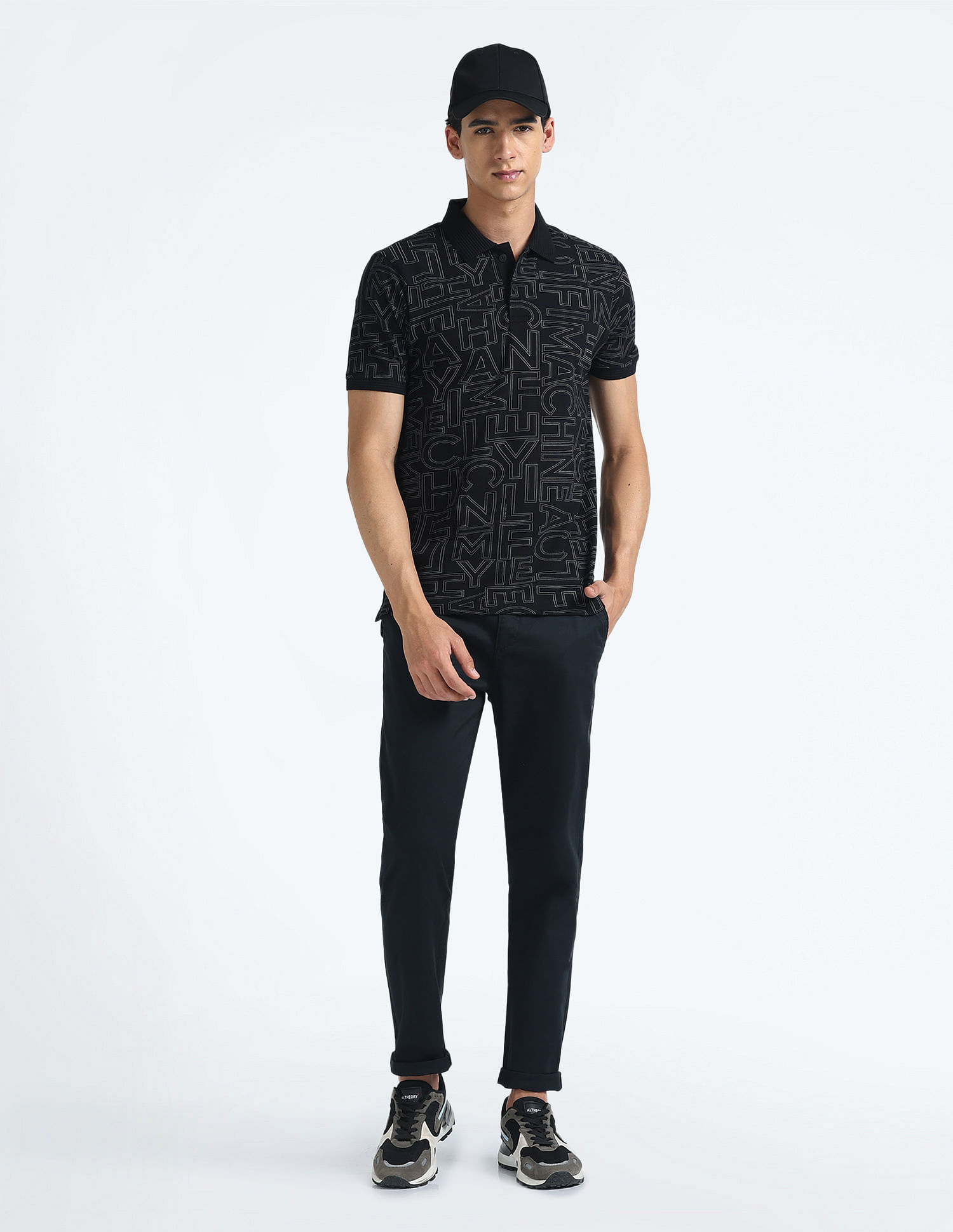Flying Machine All Over Print Cotton Polo Shirt