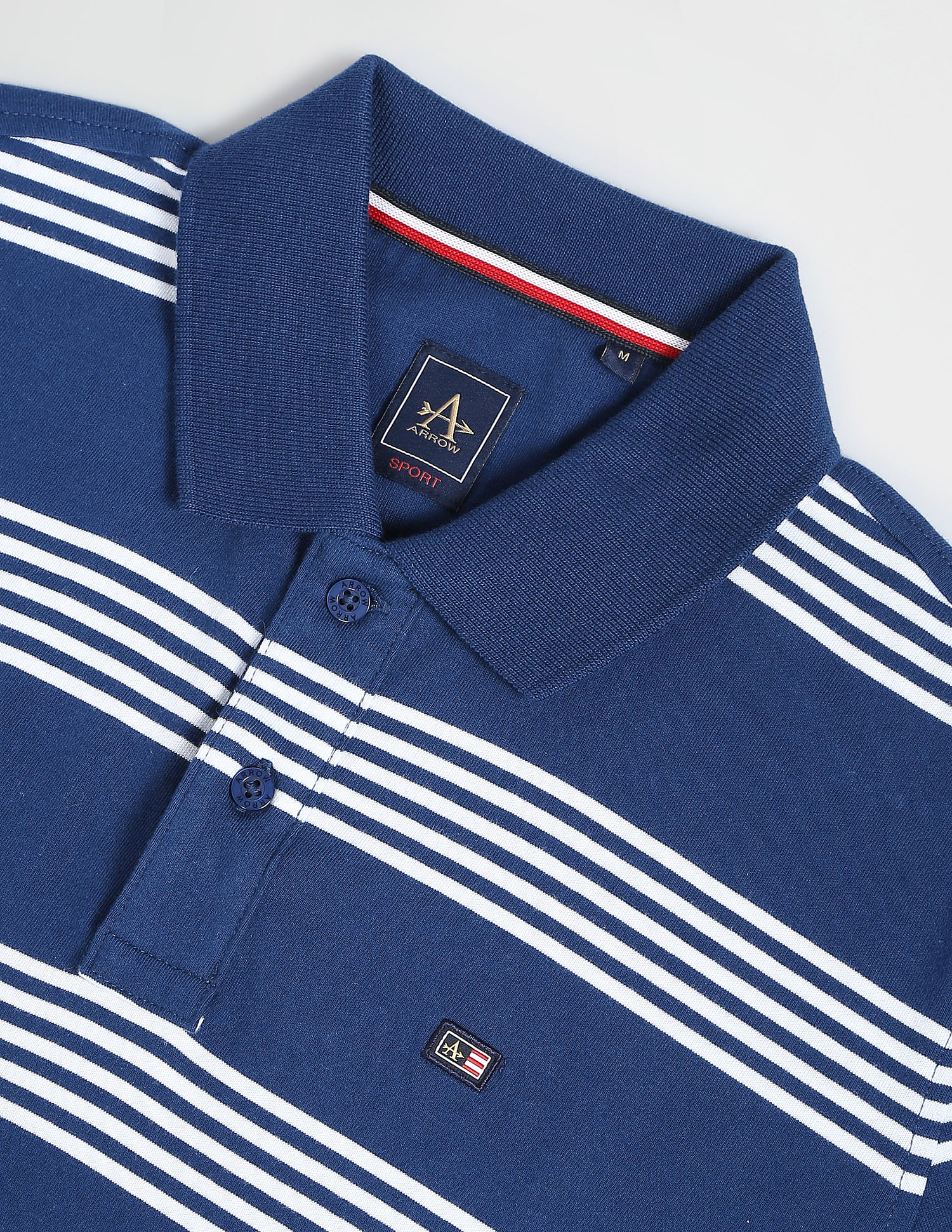 Arrow Sports Horizontal Stripe Cotton Polo Shirt