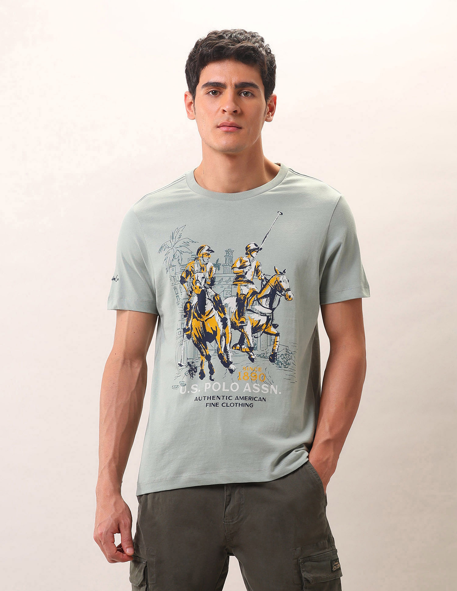 U.S. Polo Assn. Denim Co. Brand Printed Pure Cotton T-Shirt