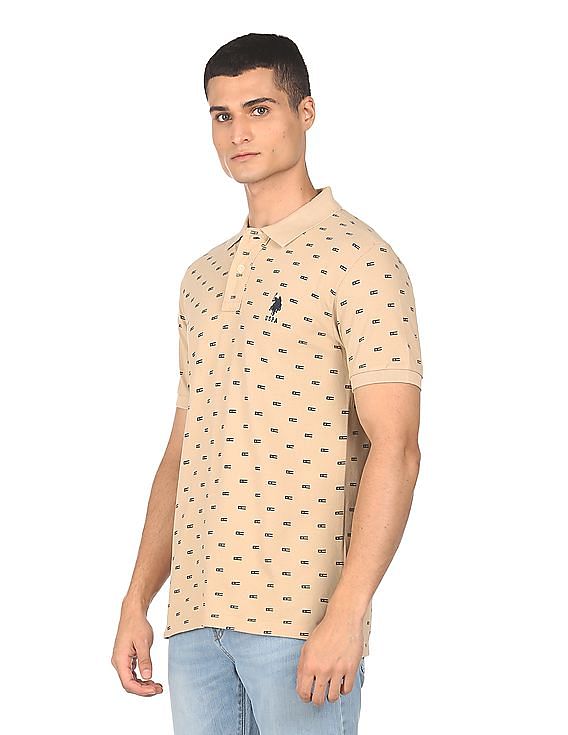 U.S. Polo Assn. Ribbed Collar Printed Polo Shirt