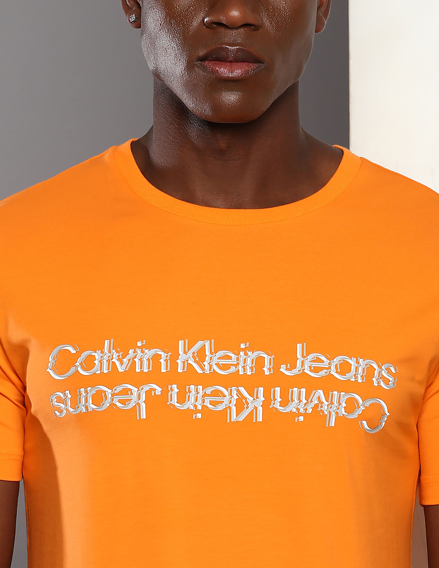 Buy Calvin Klein Slim Glitch Jeans Neck T-Shirt Crew Logo