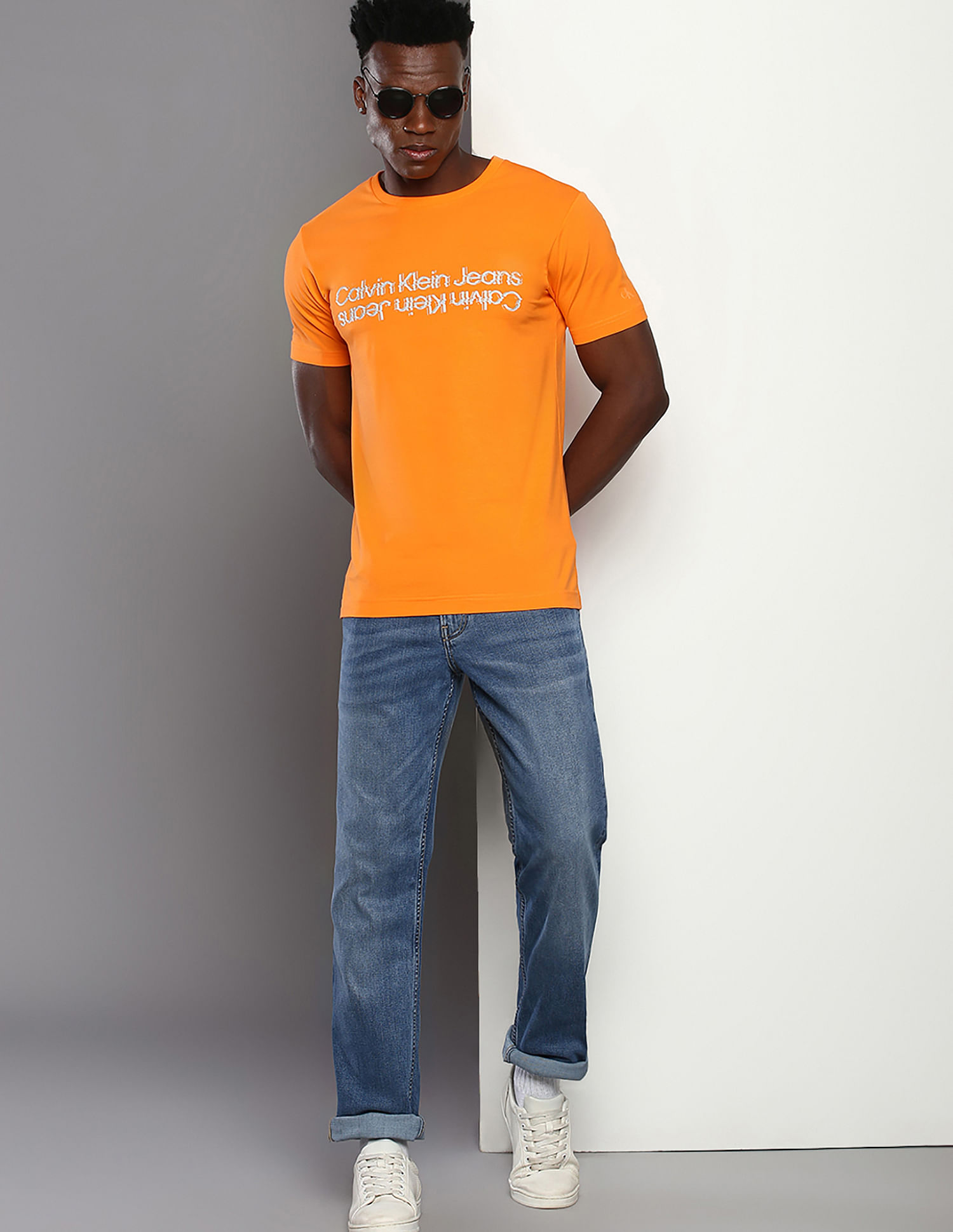 Buy Calvin Klein Jeans Crew Slim Logo T-Shirt Glitch Neck