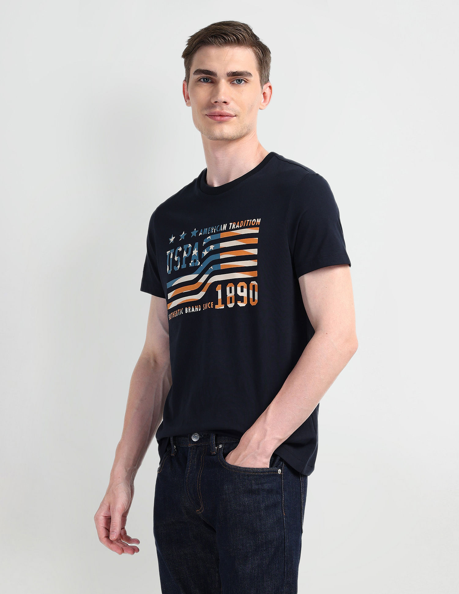 U.S. Polo Assn. Denim Co. Brand Printed Cotton T-Shirt