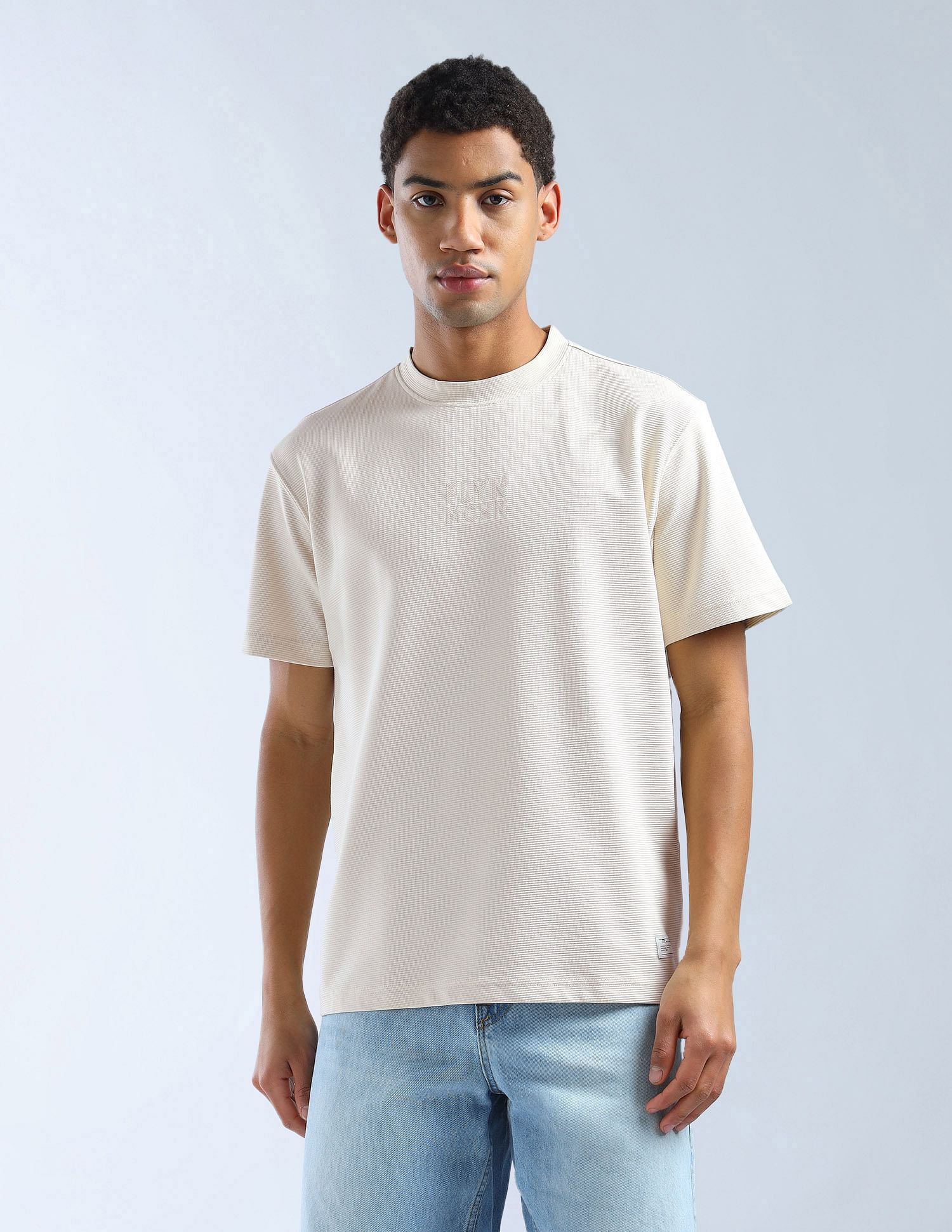 Flying Machine Textured Relaxed Fit Essentials T-Shirt