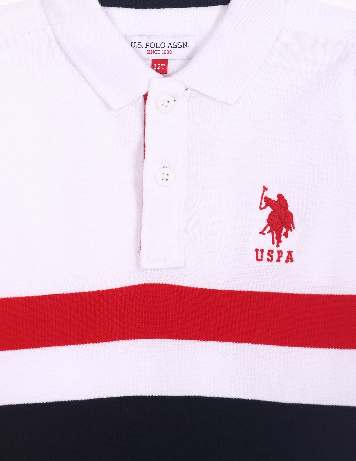 U.S. Polo Assn. Kids Boys Brand Tape Colour Block Pique Polo Shirt