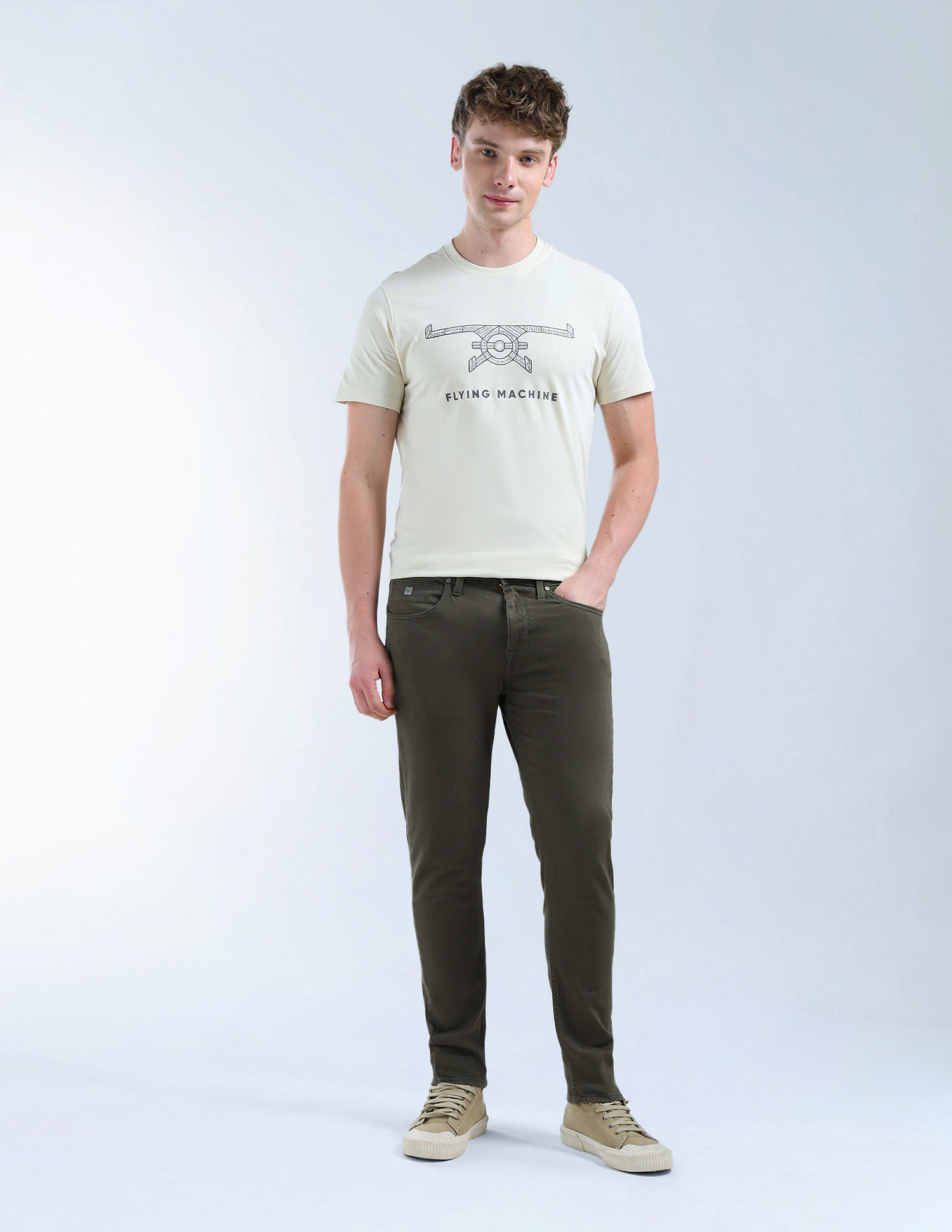 Flying Machine Slash Slim Tapered Fit Mid Rise Jeans
