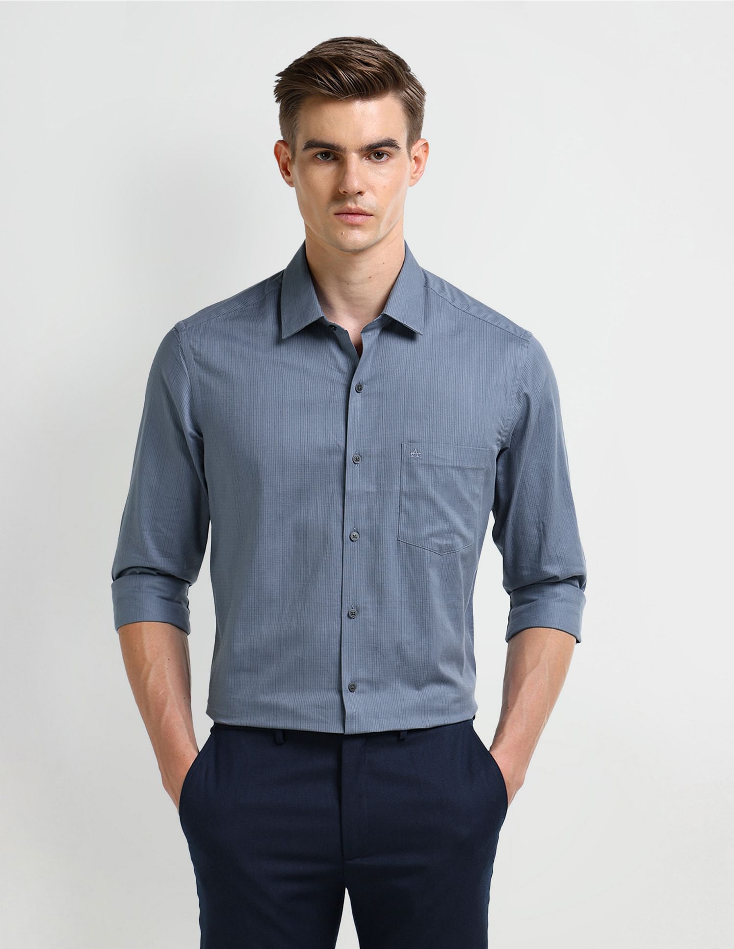 Arrow Manhattan Slim Self-design Dobby Shirt