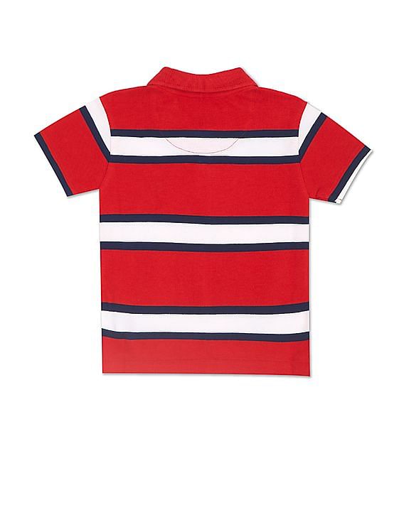 U.S. Polo Assn. Kids Ribbed Collar Striped Polo Shirt