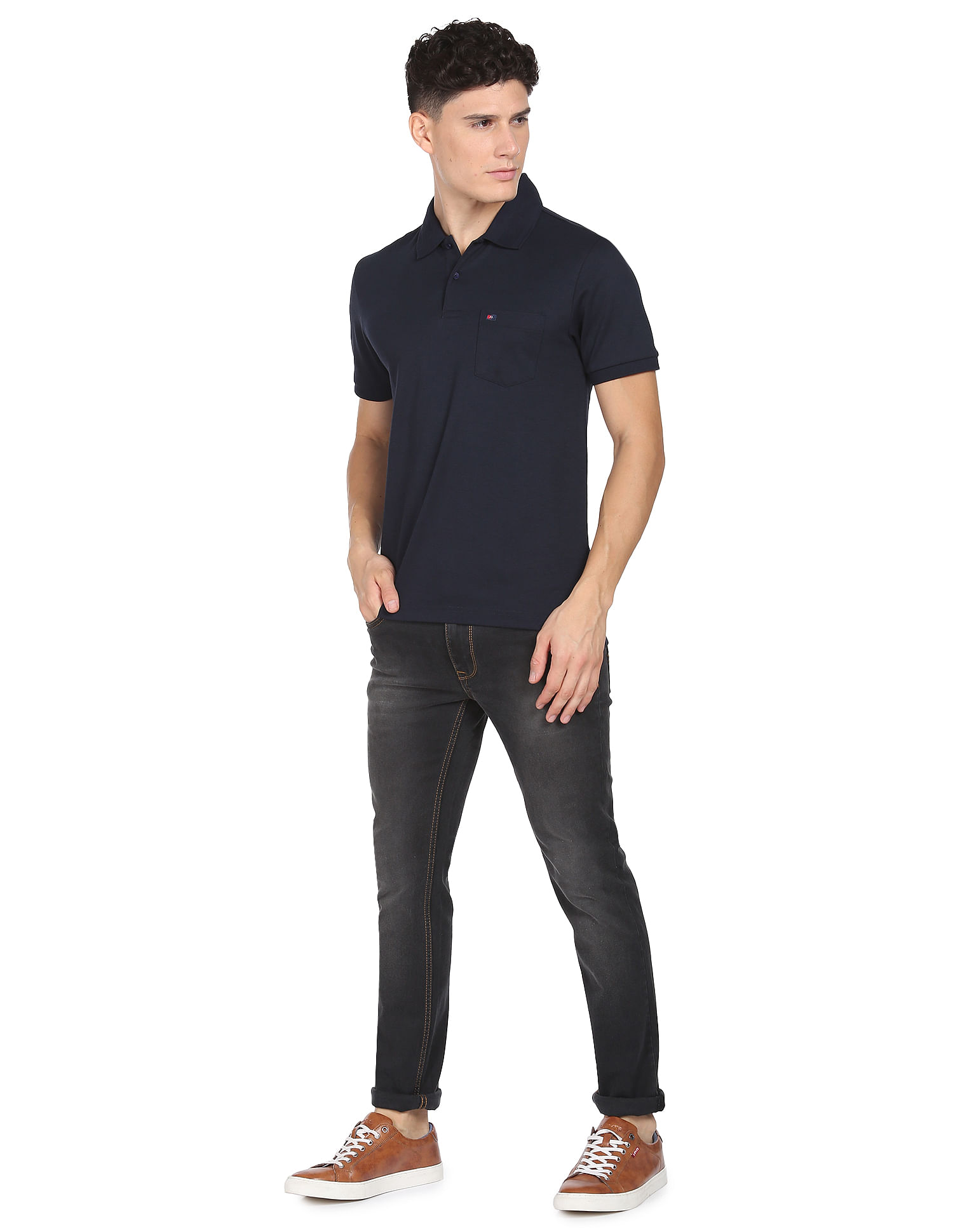 AD by Arvind Chest Pocket Easy Polo Shirt