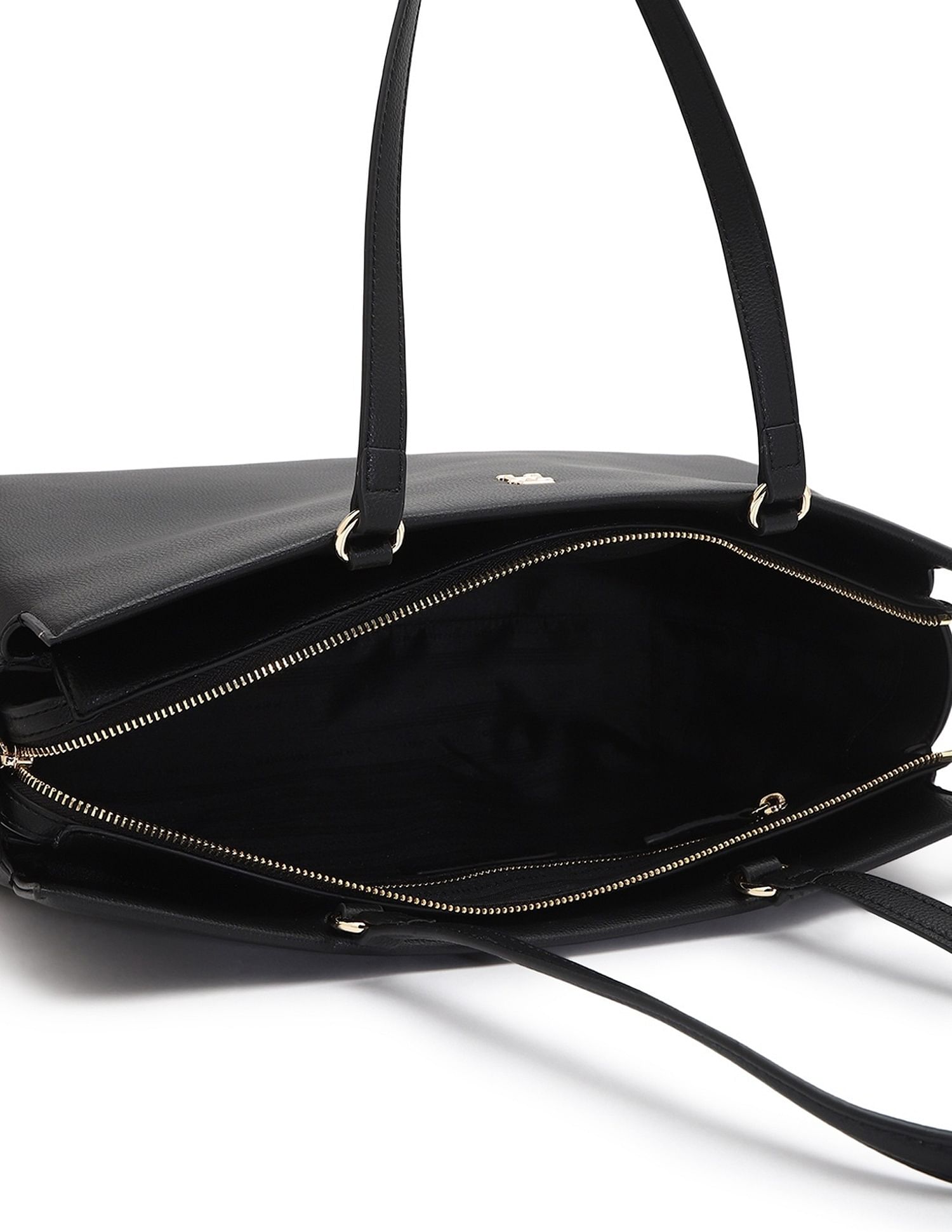 Tommy Hilfiger Solid Black Polyester Tote Bag
