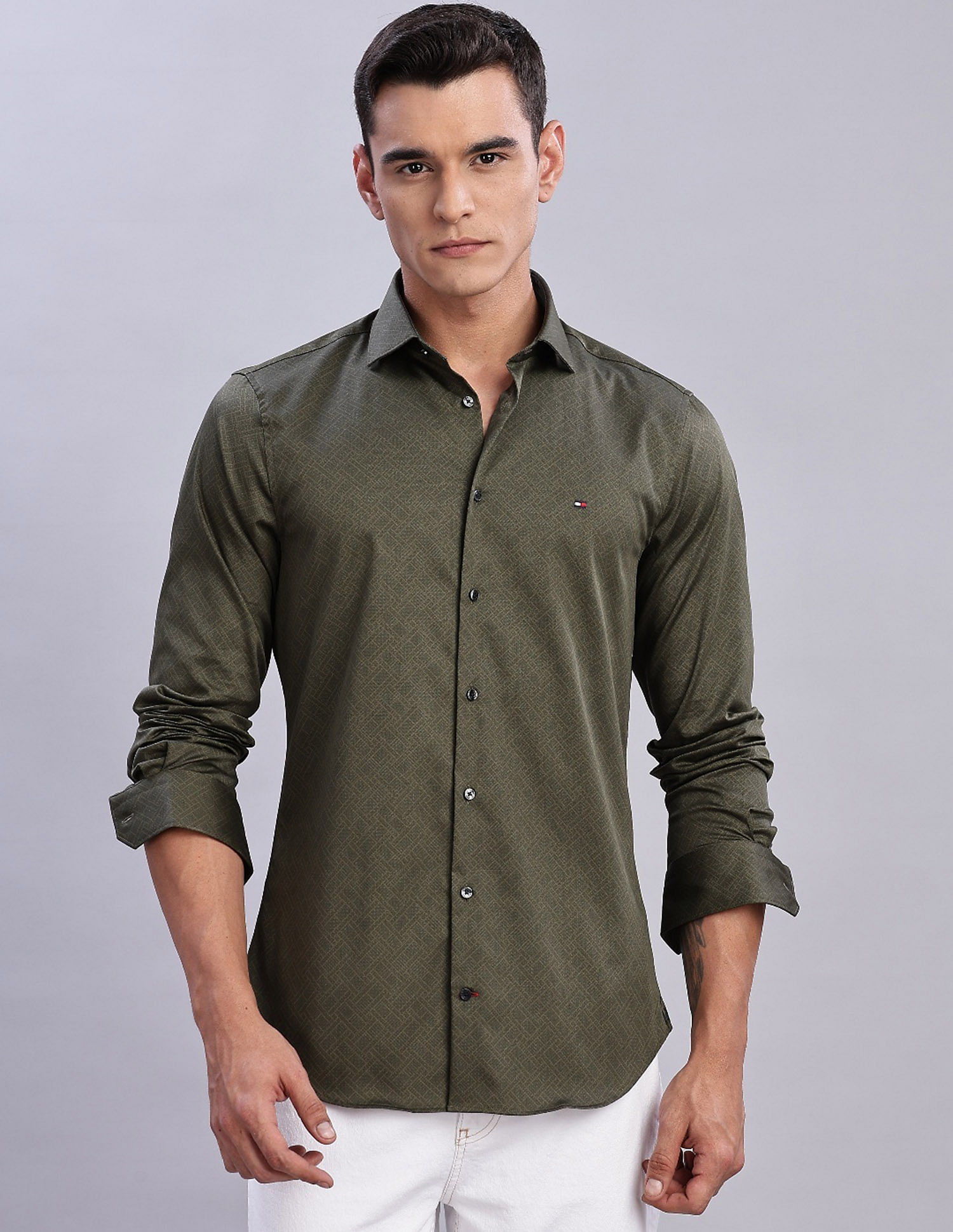 Tommy Hilfiger Printed Slim Fit Plain Woven Shirt