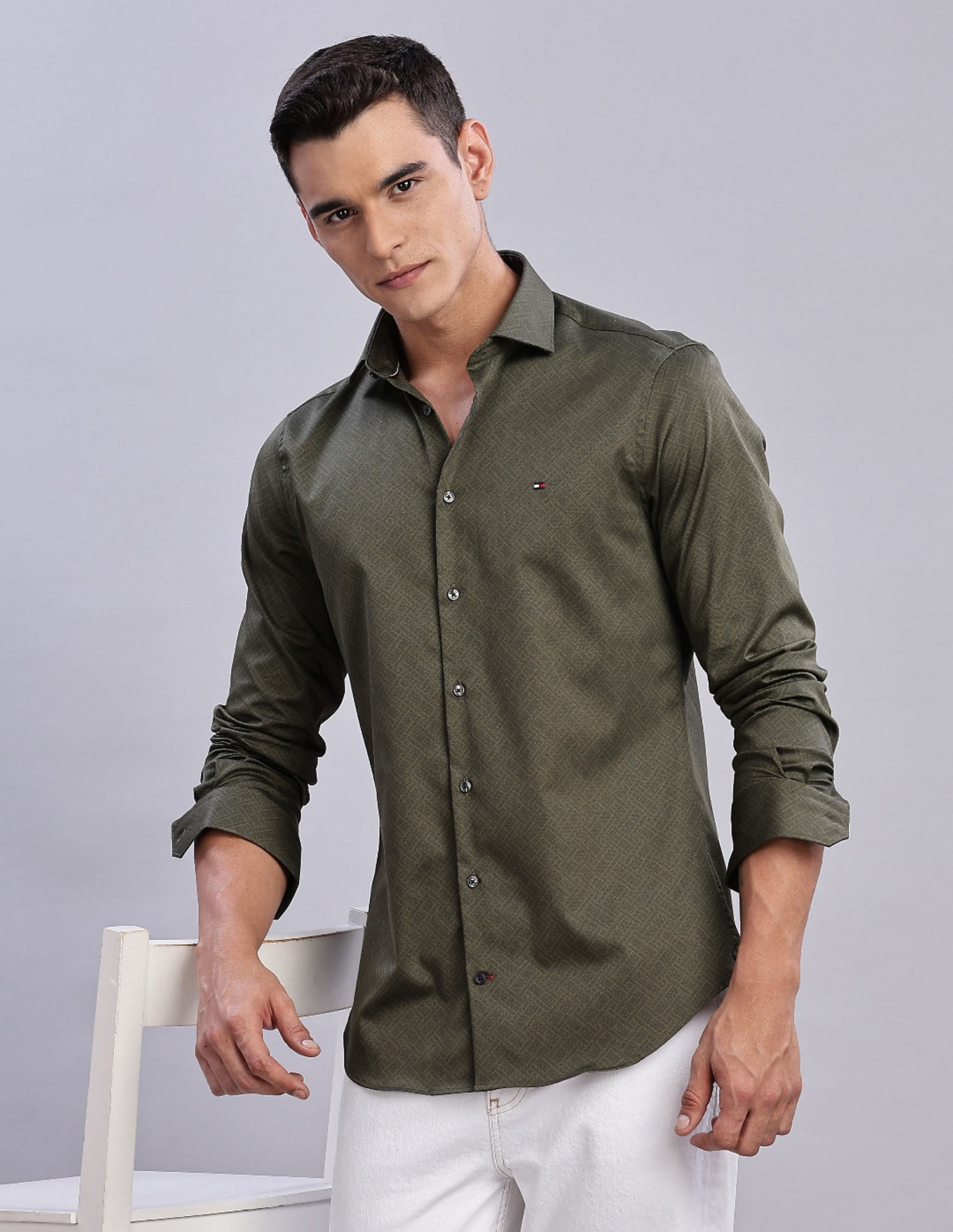 Tommy Hilfiger Printed Slim Fit Plain Woven Shirt
