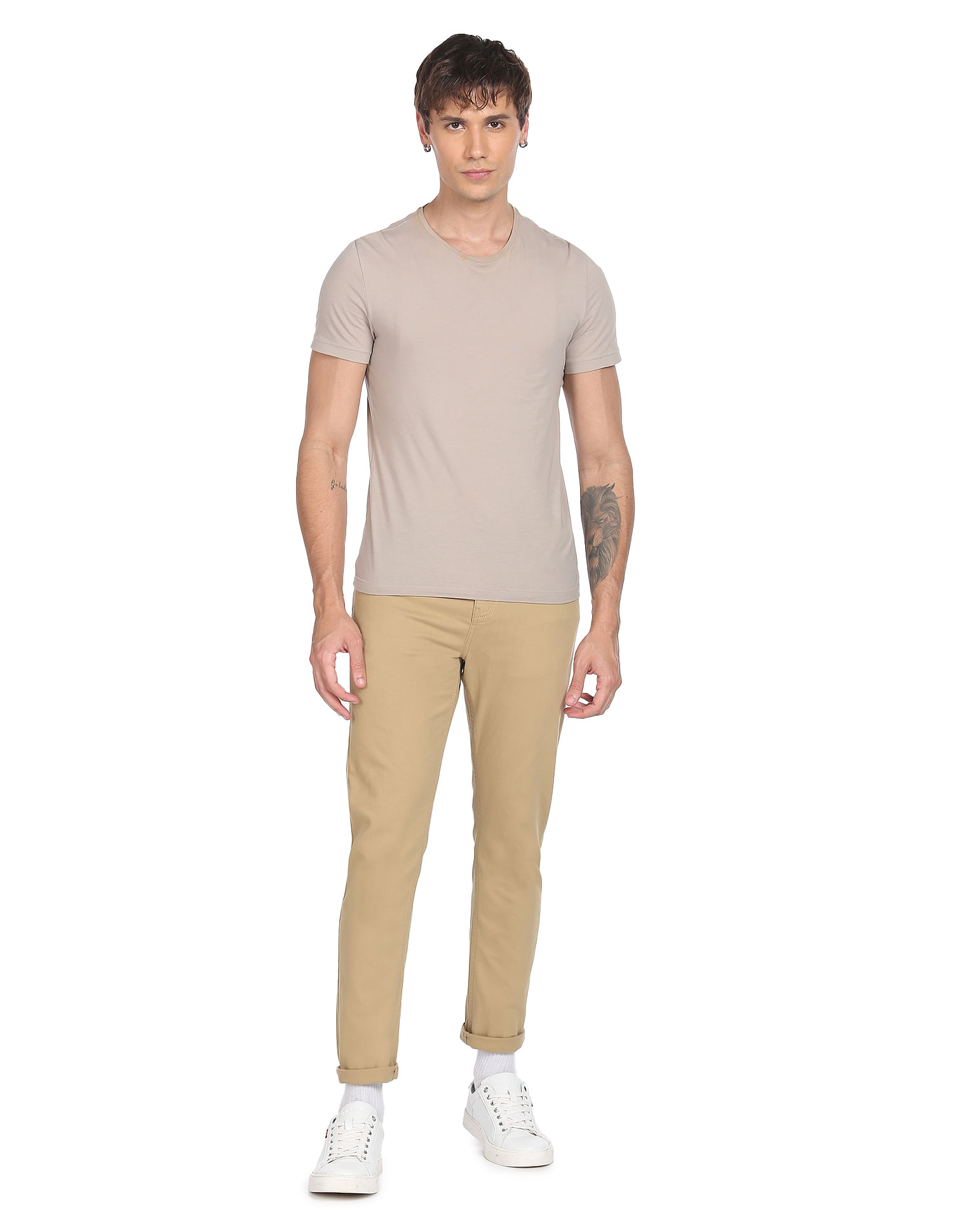 Flying Machine Solid Slim Tapered Fit Trousers