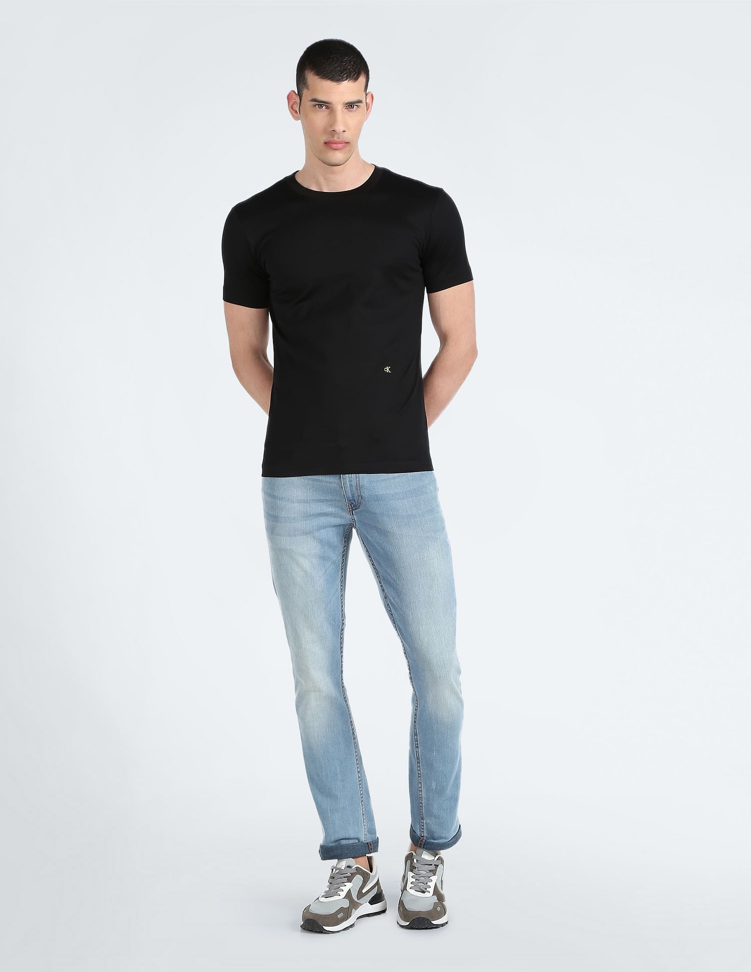 Calvin Klein Jeans Crew Neck Placement Logo Cotton T-Shirt