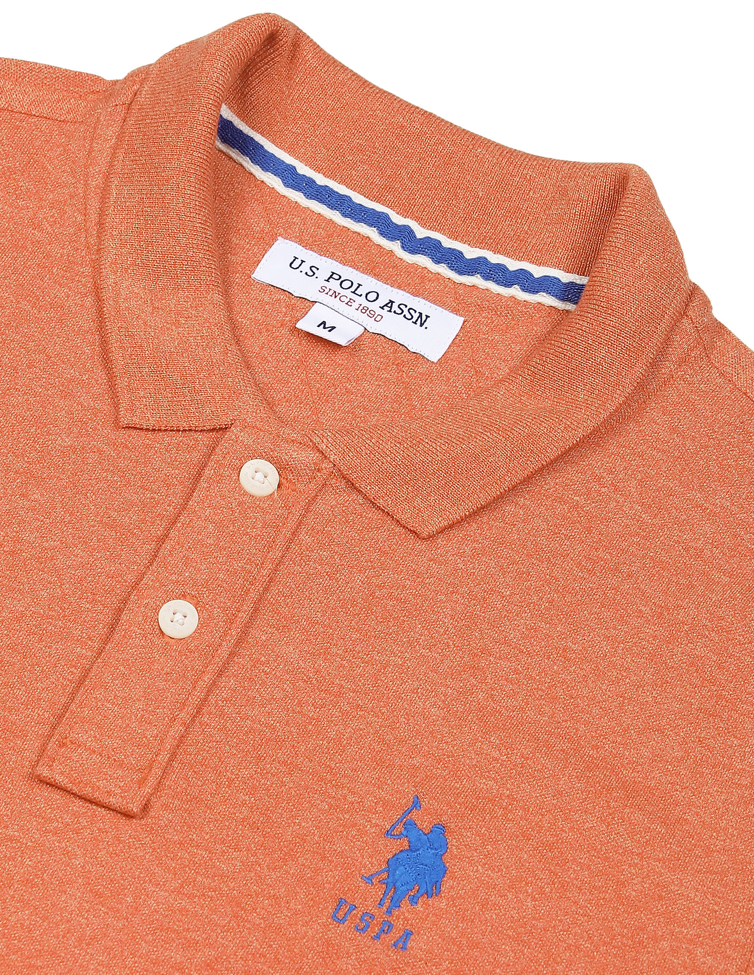 Buy . Polo Assn. Men Orange Solid Pique Knit Polo Shirt 