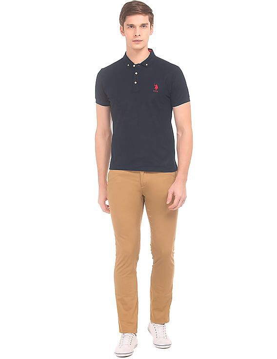 U.S. Polo Assn. Button Down Collar Solid Polo Shirt