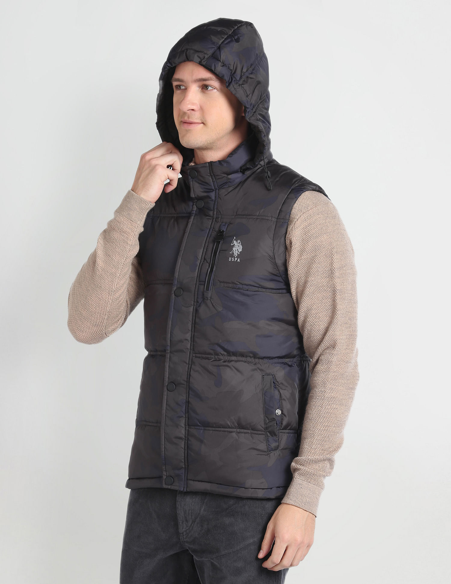 Buy U.S. Polo Assn. Concealed Hood Sleeveless Jacket - NNNOW.com