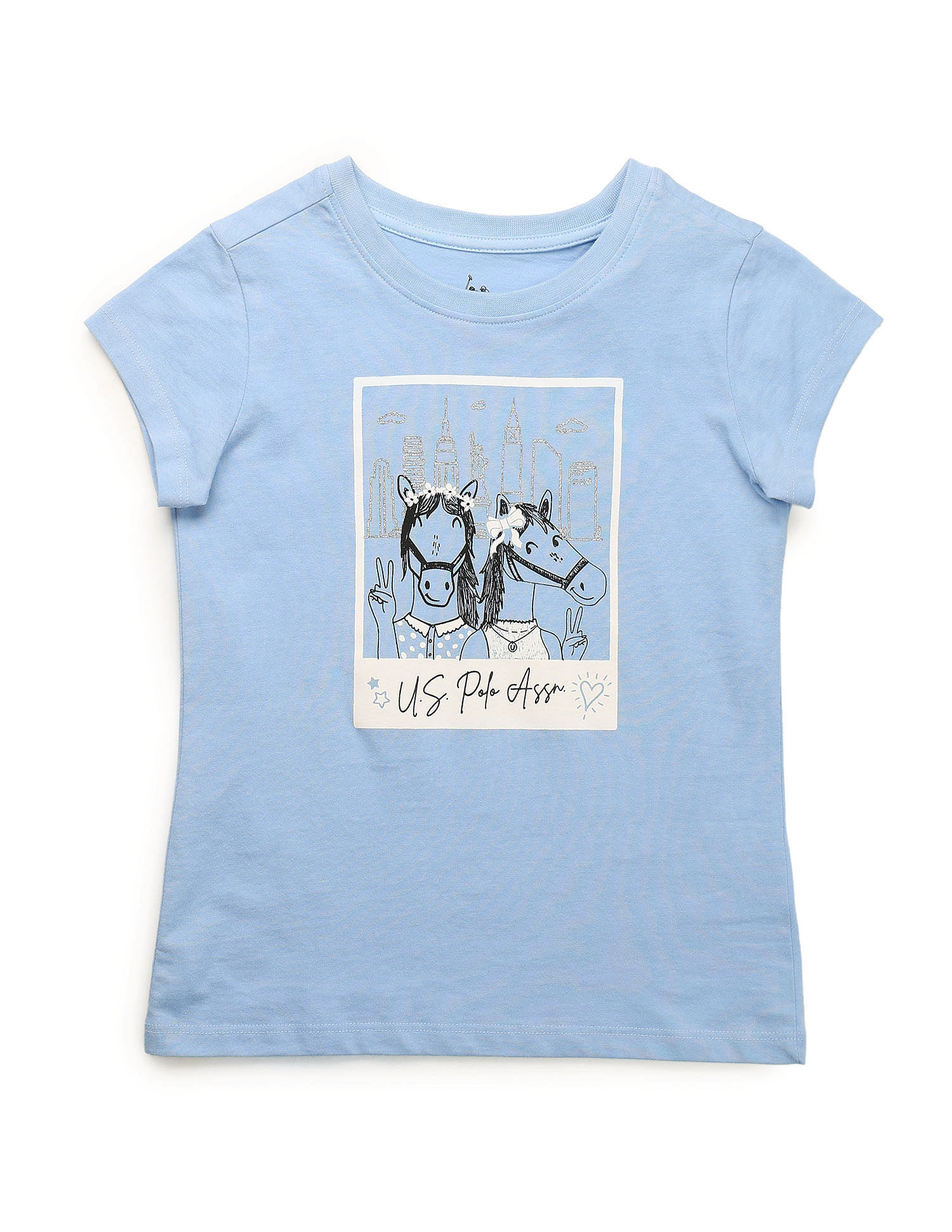 U.S. Polo Assn. Kids Girls Graphic Printed Regular Fit T-Shirt