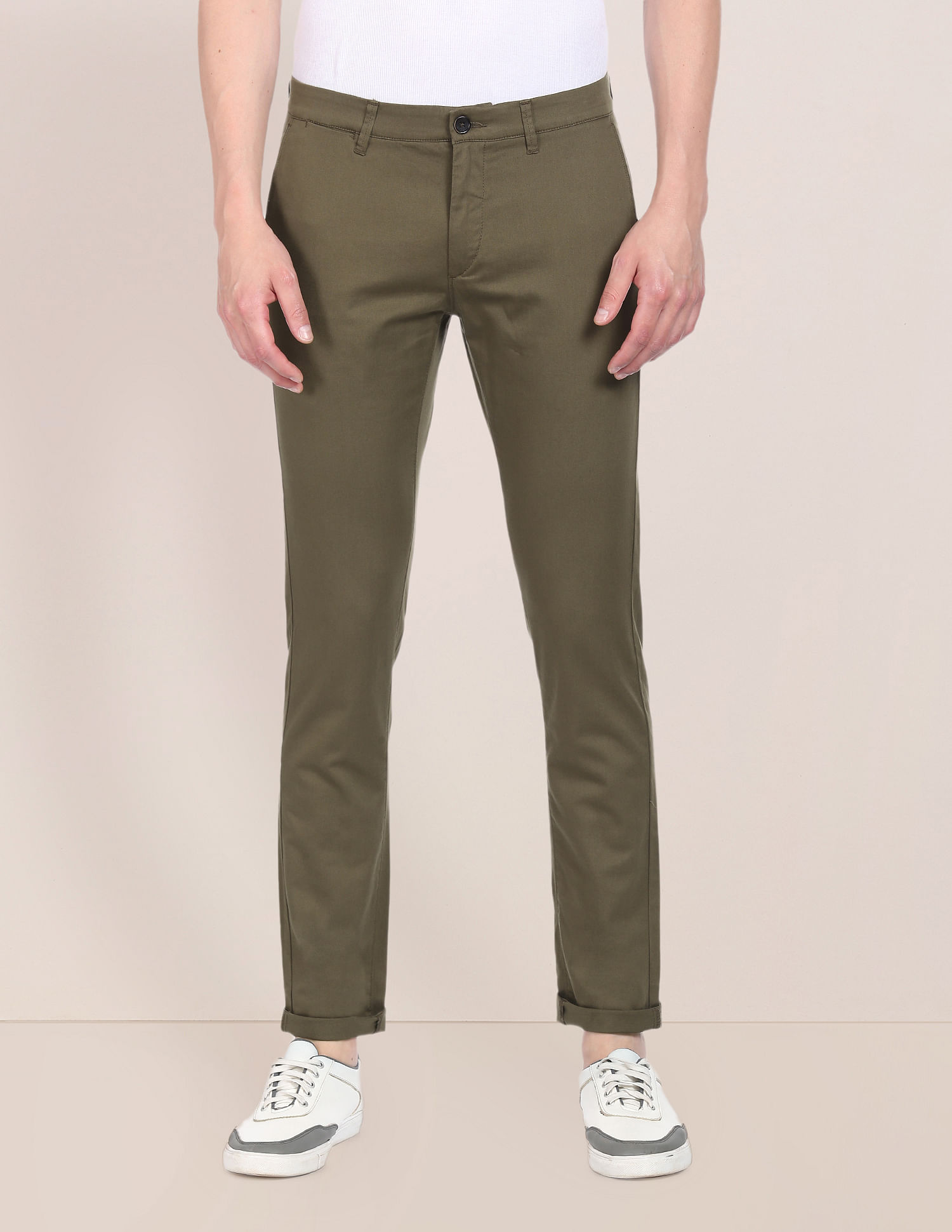 U.S. Polo Assn. Austin Trim Fit Solid Casual Trousers