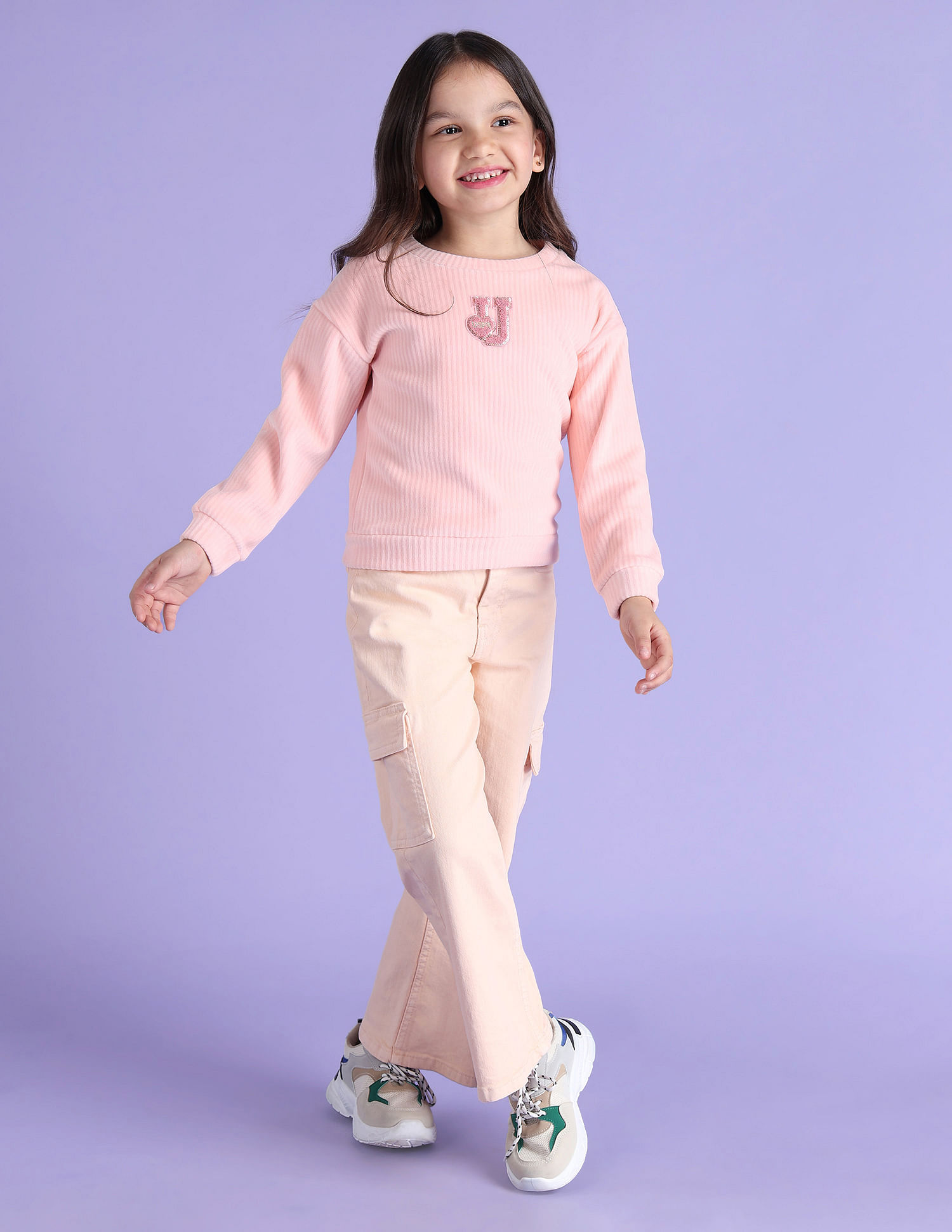 U.S. Polo Assn. Kids Girls Ribbed Sweatshirt