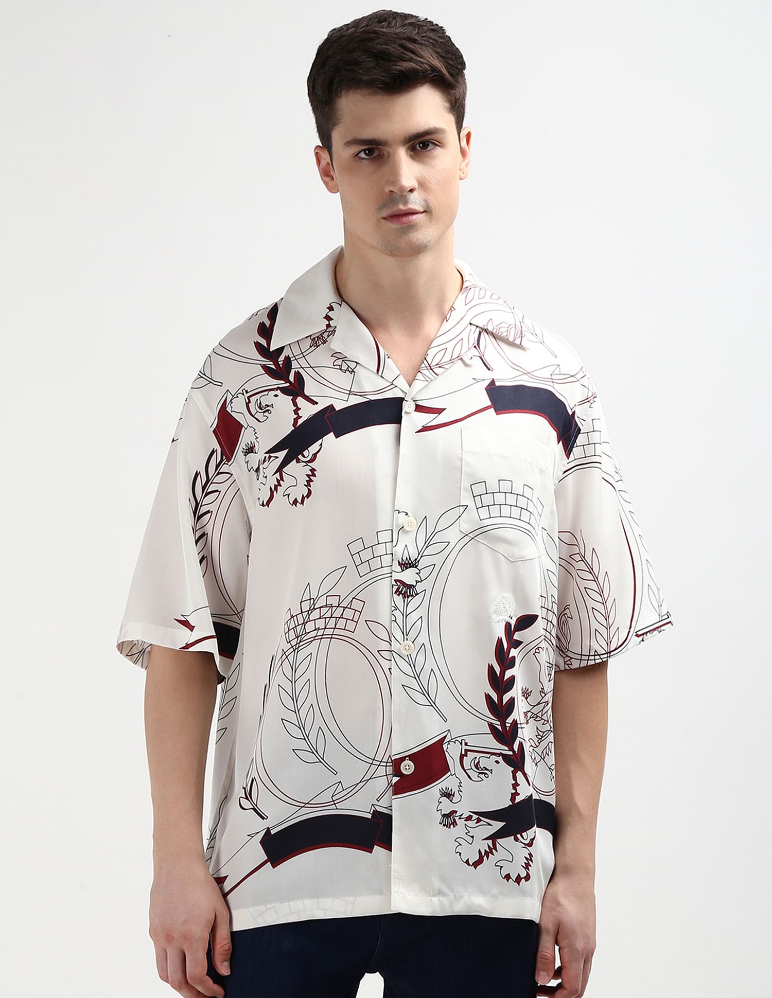 Tommy Hilfiger Cuban Collar Abstract Print Shirt