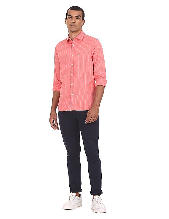 U.S. Polo Assn. Rounded Cuff Cotton Striped Casual Shirt