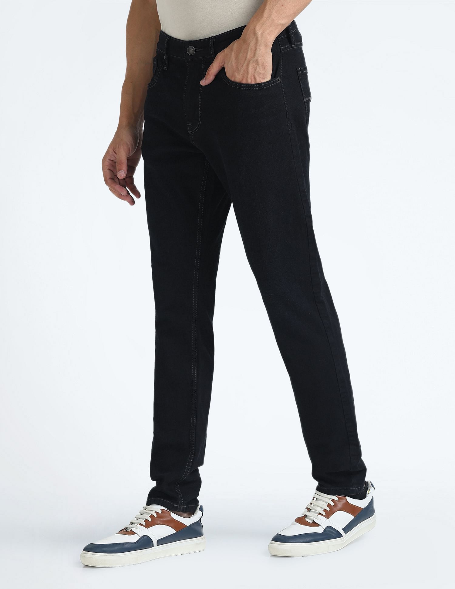 Flying Machine Slash Slim Tapered Fit Rinsed Jeans