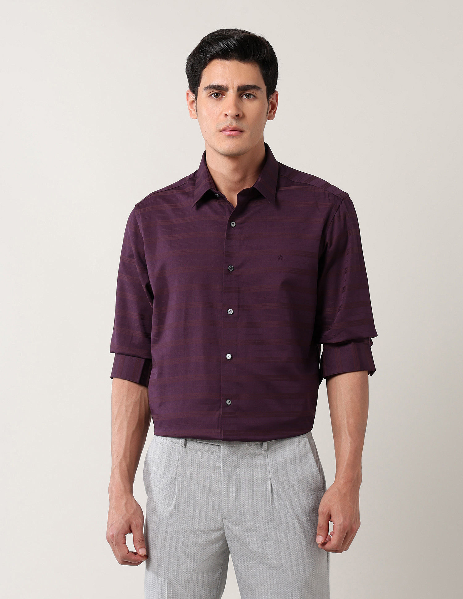 Arrow Newyork Horizontal Striped Manhattan Slim Fit Shirt