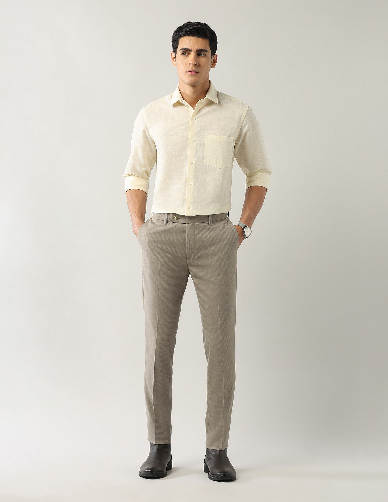 Arrow Textured Autoflex Dobby Trousers