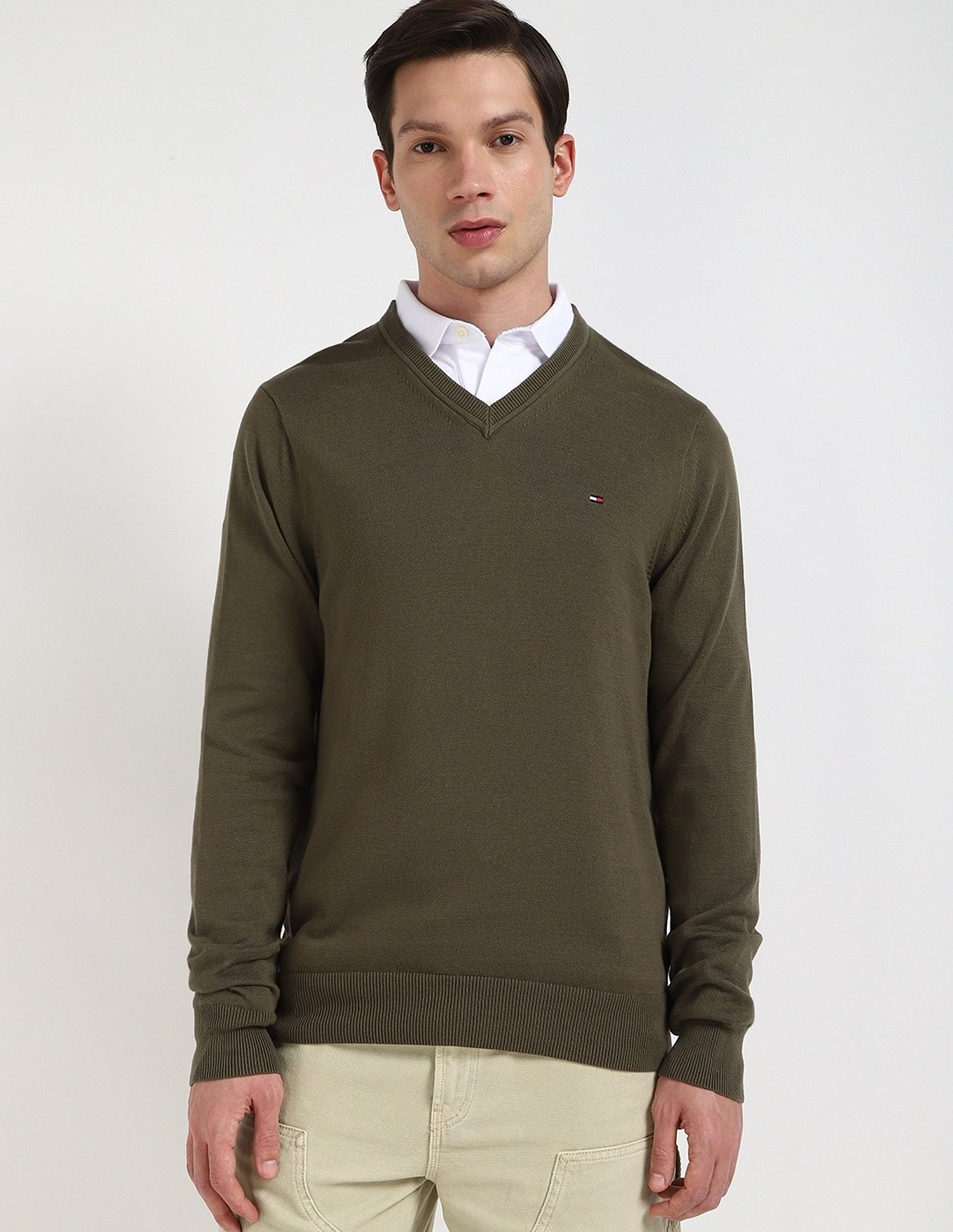 Tommy Hilfiger Solid Regular-Fit Cotton Sweater