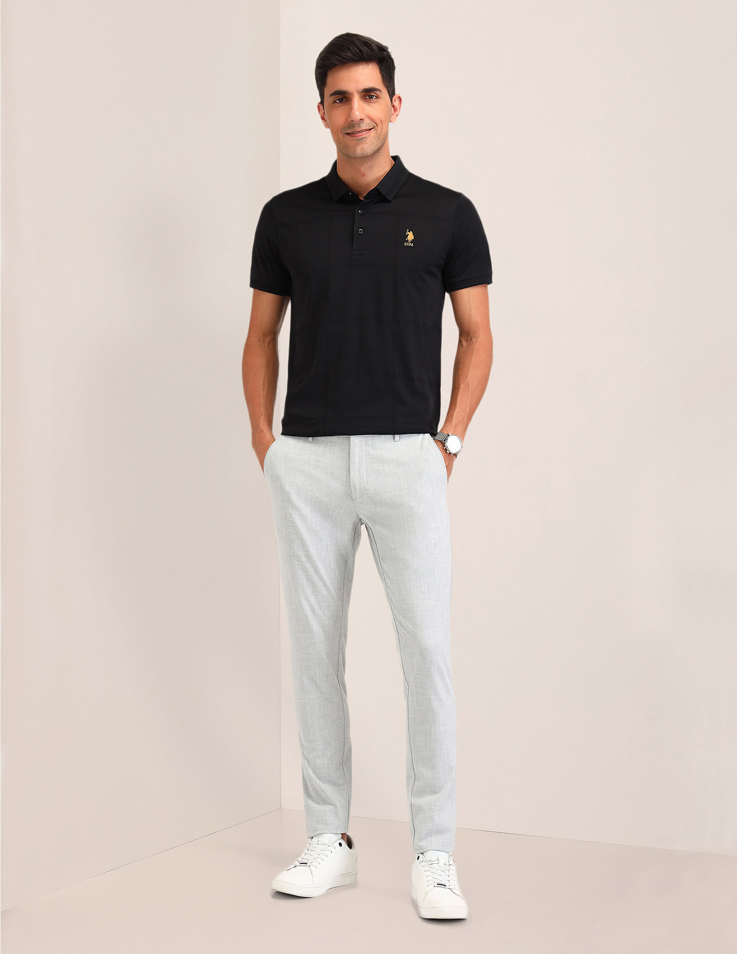 U.S. Polo Assn. Checked Slim Fit Polo Shirt