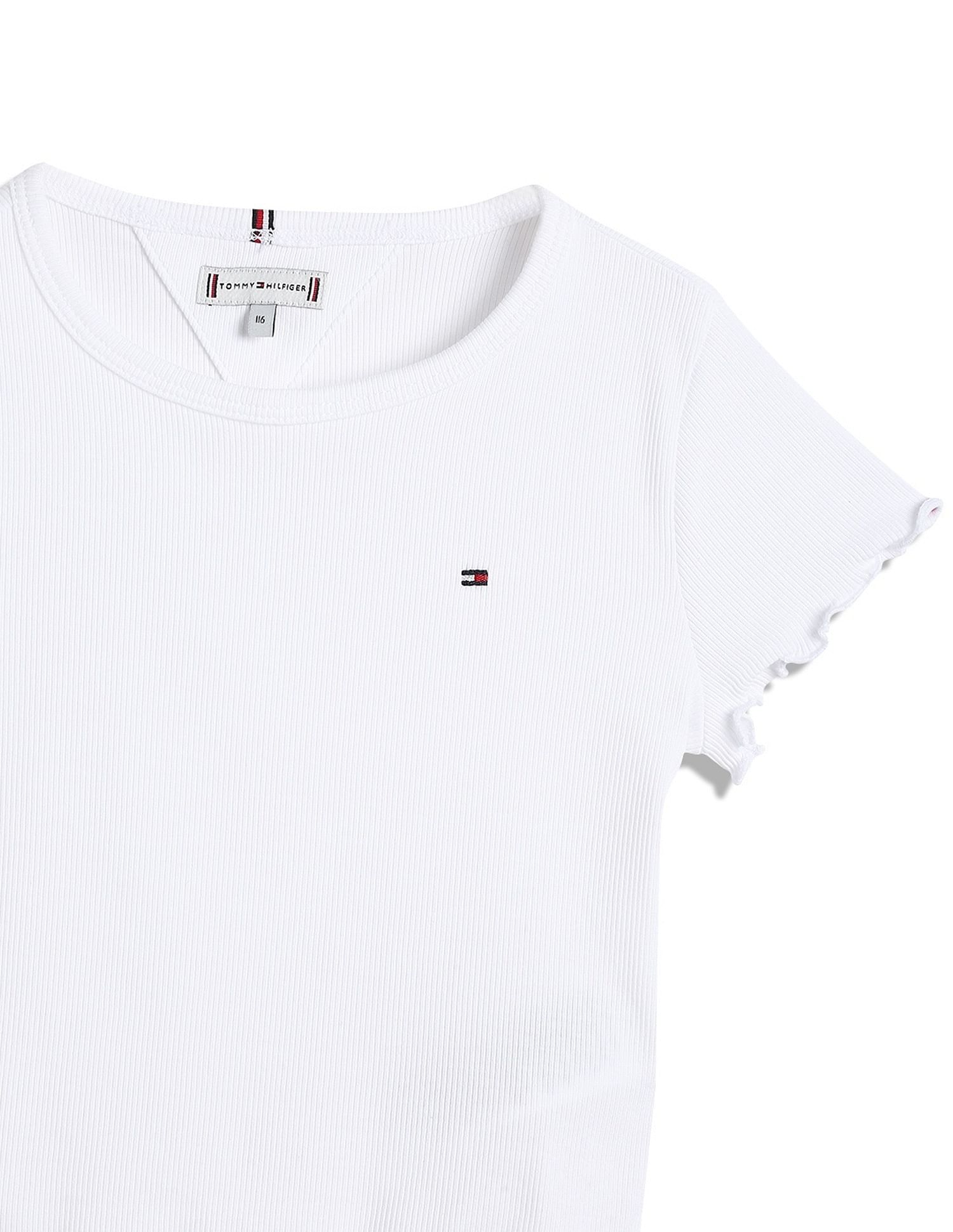 Tommy Hilfiger Kids Girls Texture Slim-Fit Cotton T-Shirt