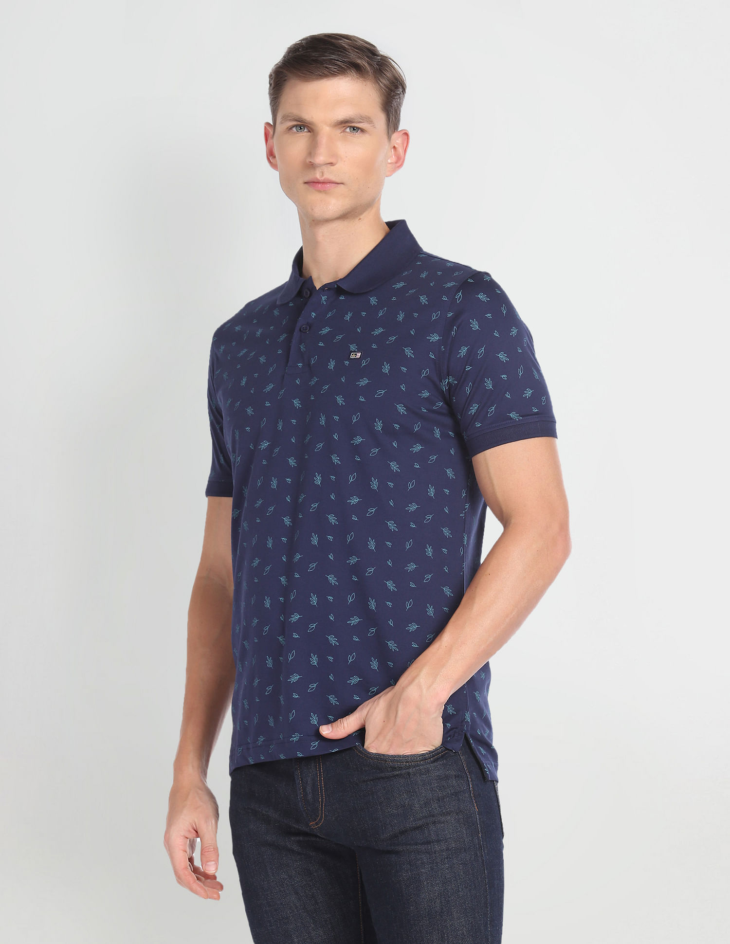 Arrow Sports Tropical Print Mercerized Polo Shirt