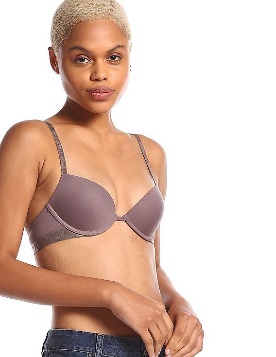 Buy Calvin Klein Underwear Women Purple Padded Logo Bra