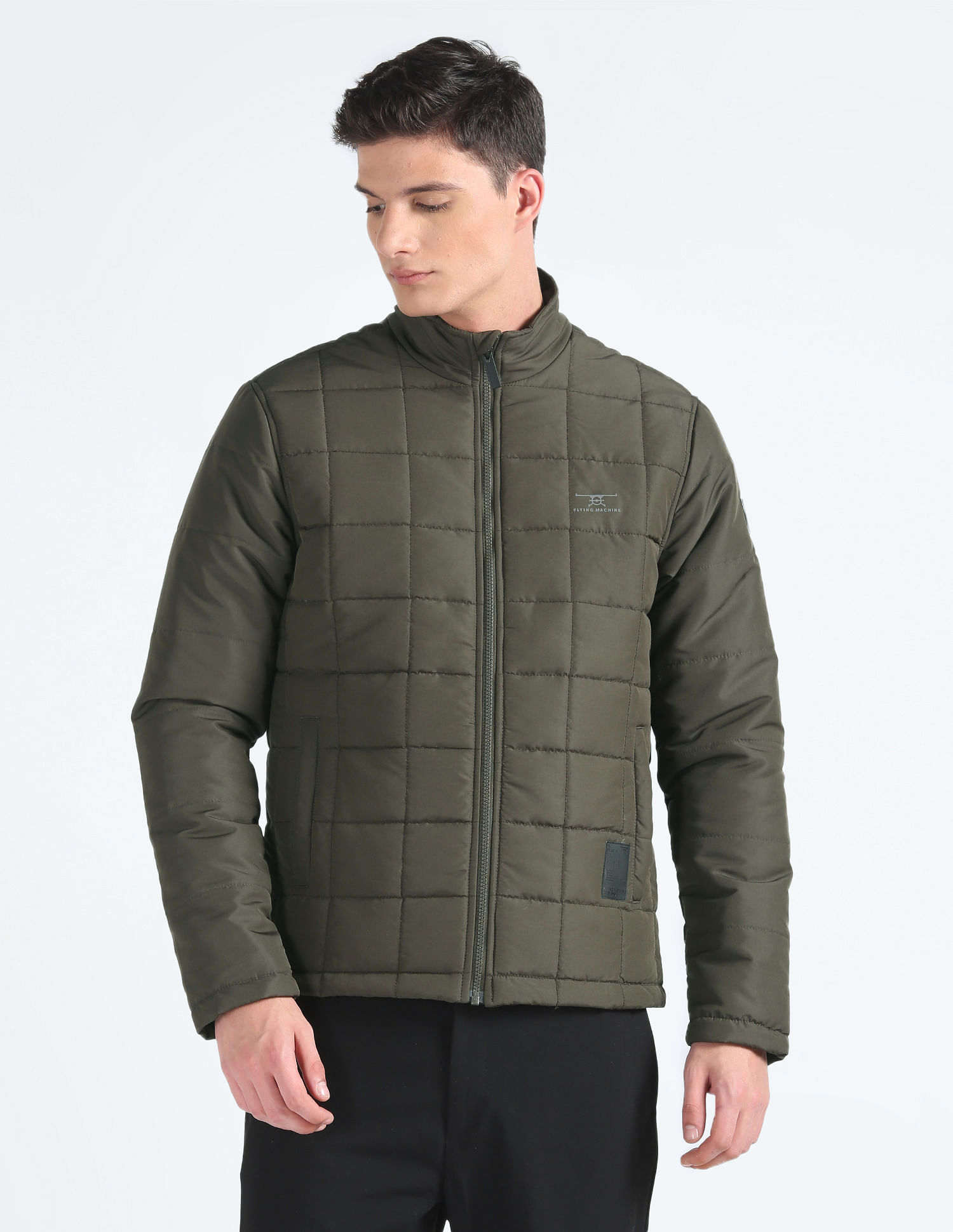 Flying Machine Stand Collar Puffer Jacket