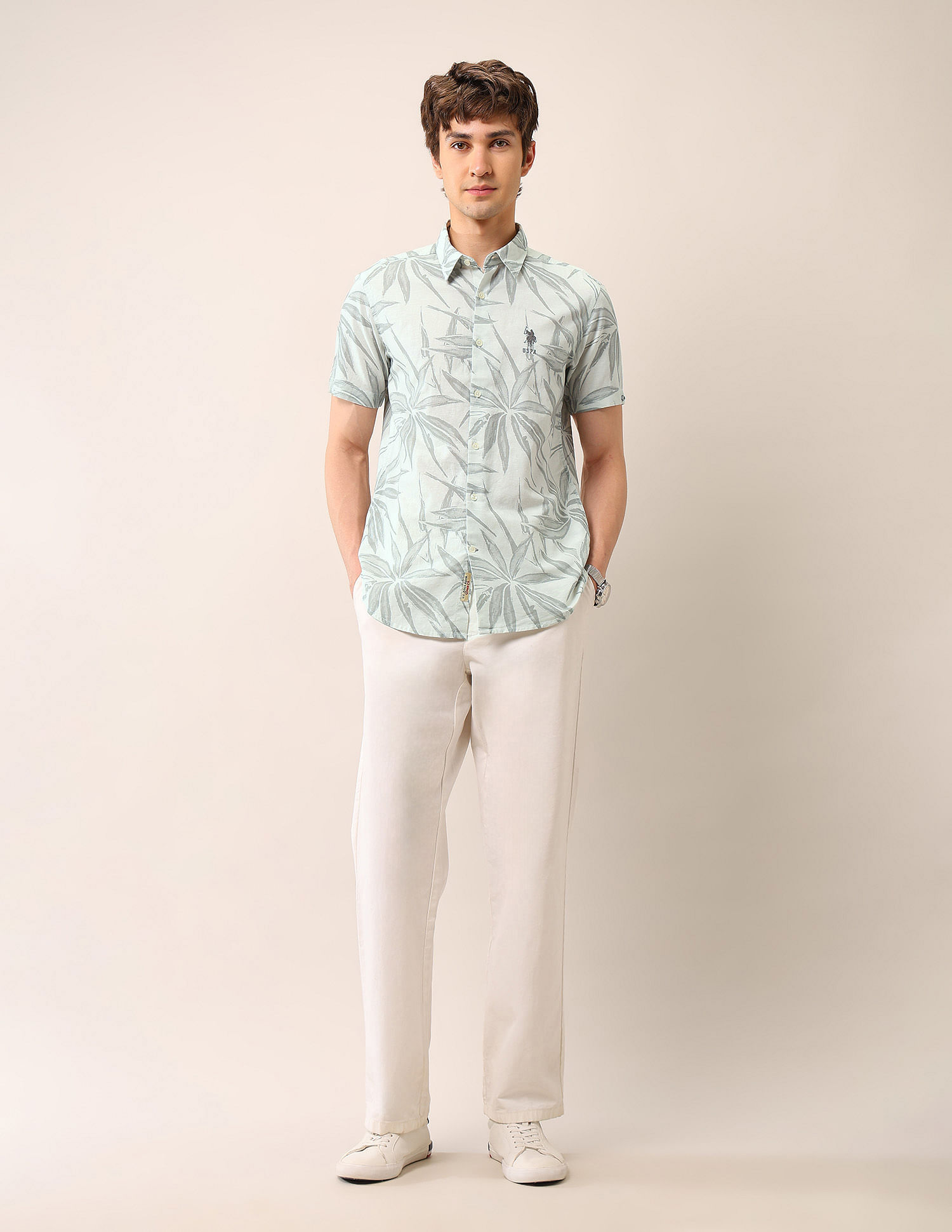 U.S. Polo Assn. Denim Co. Tropical Printed Regular Fit Shirt