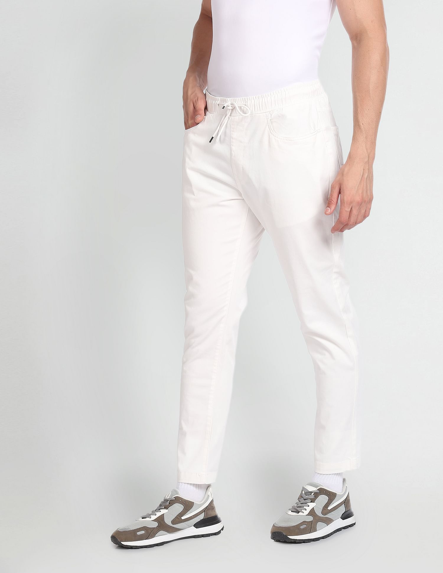 White clearance twill joggers