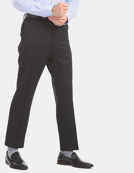 Buy AthWork Men Blue Comfort Tapered Fit Self Design Formal Trousers  online  Looksgudin