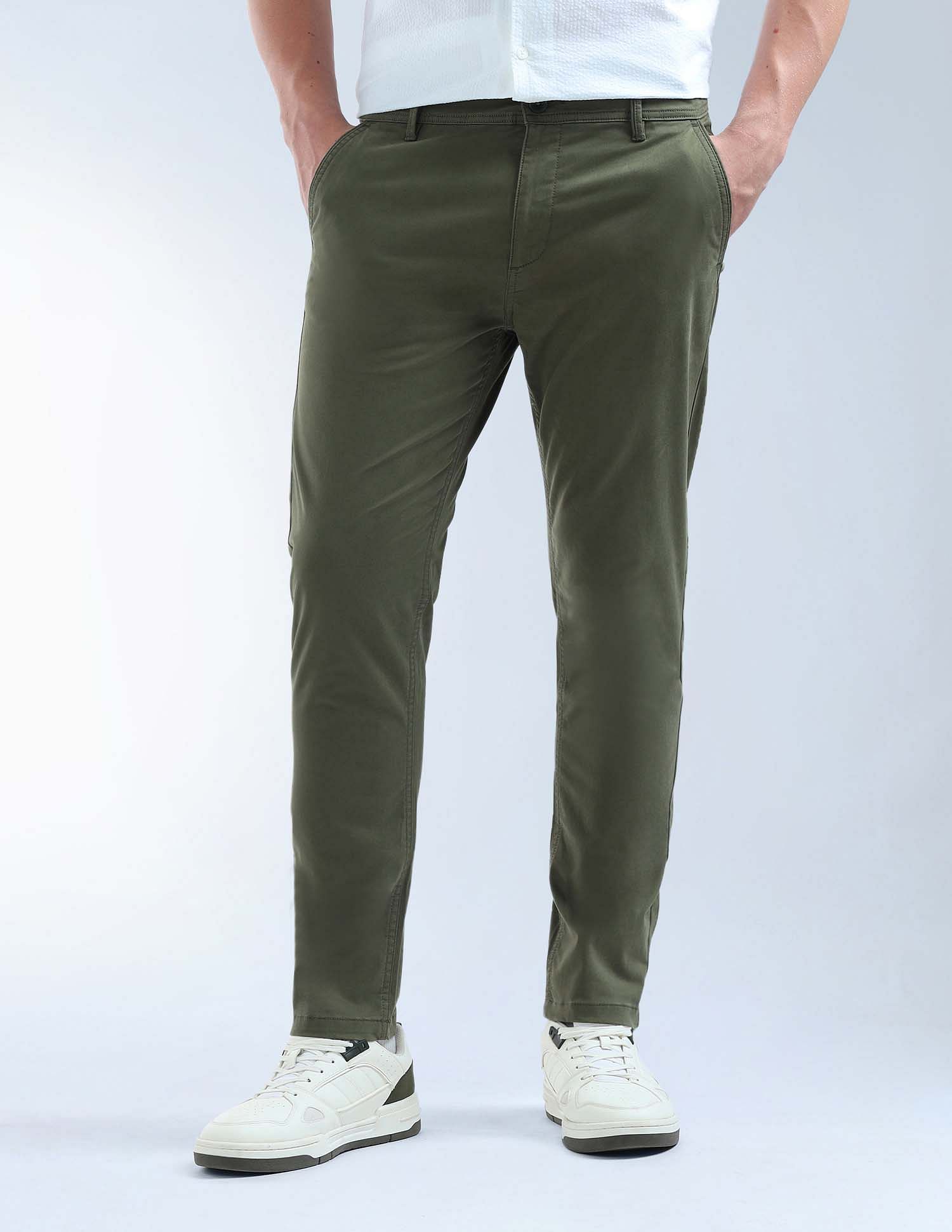 Flying Machine Mid Rise Slash Slim Tapered Fit Trouser